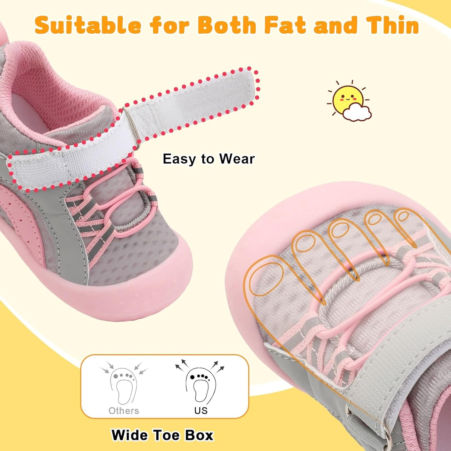 FEETCITY Wide Baby Shoes Boys Girls Baby Barefoot Shoes Breathable Infant Walking Shoe Crib Sock Shoe Toddler Sneakers Flexible