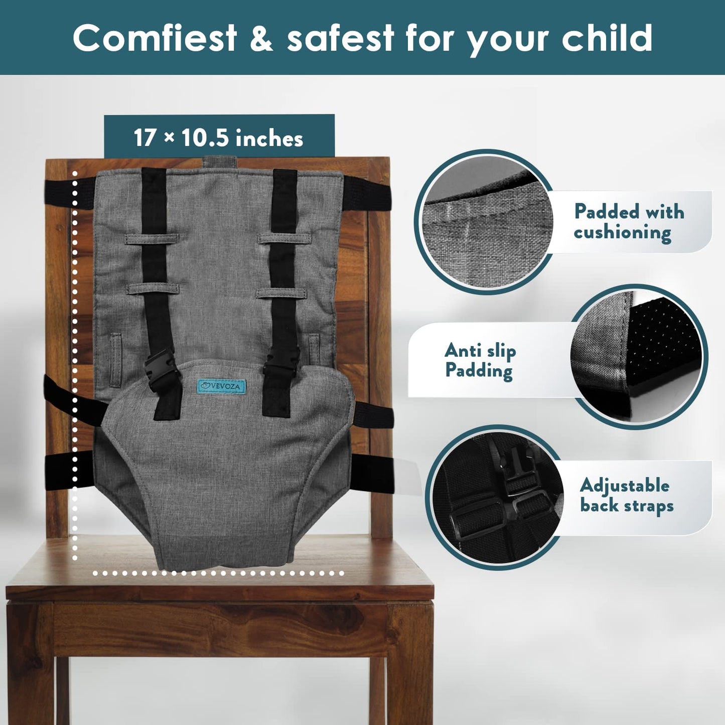 Baby Portable High Chair for Travel | Essential Travel Highchair | Baby Chair Harness