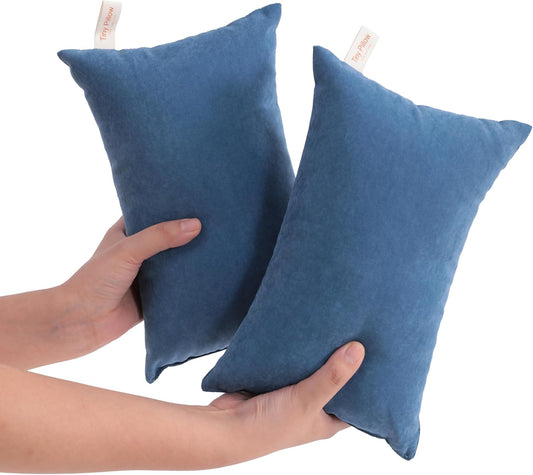 NTBAY Tiny Pillows, Down Alternative 7"x11" Microfiber Mini Pillow for Travel, Pets, Soft Machine Washable Small Pillows for Neck, Wrist, Lumbar and Knee, Denim Blue
