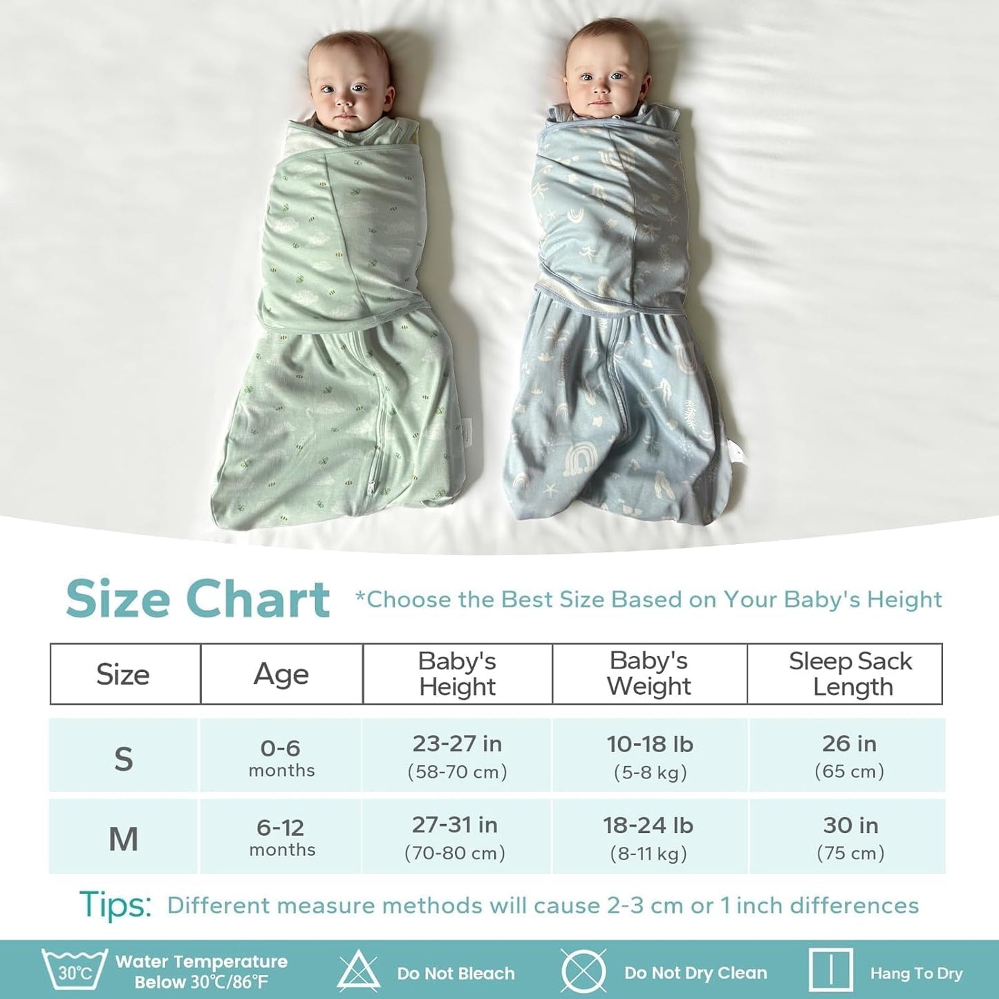 Newborn Baby Swaddle Sleep Sack 100% Cotton 1.0 Tog Wearable Blanket for 0-3, 3-6, 6-12 Months Transition Swaddler Wrap 2 Way Zip Adjustable, Easy Diaper Change, Soft & Breathable Sleepsuit