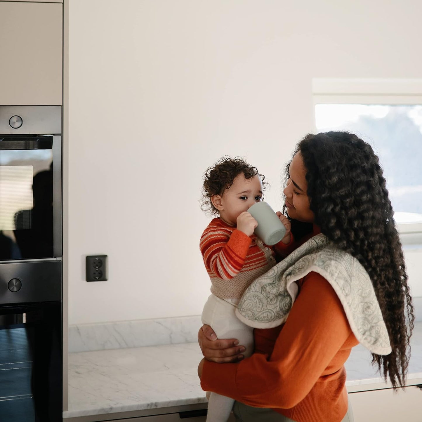 mushie Trainer Sippy Cup | Made in Denmark | Leak Resistant Twist-Off Lid & Handles | 6 Months + (Sage)