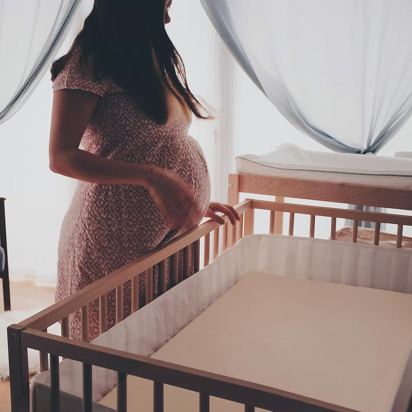 lulumoon Baby Muslin Crib Sheets - Toddler Cotton Fitted Crib Sheets Neutral for Boys and Girls 2Pack (Nudepink Daisy, Crib)