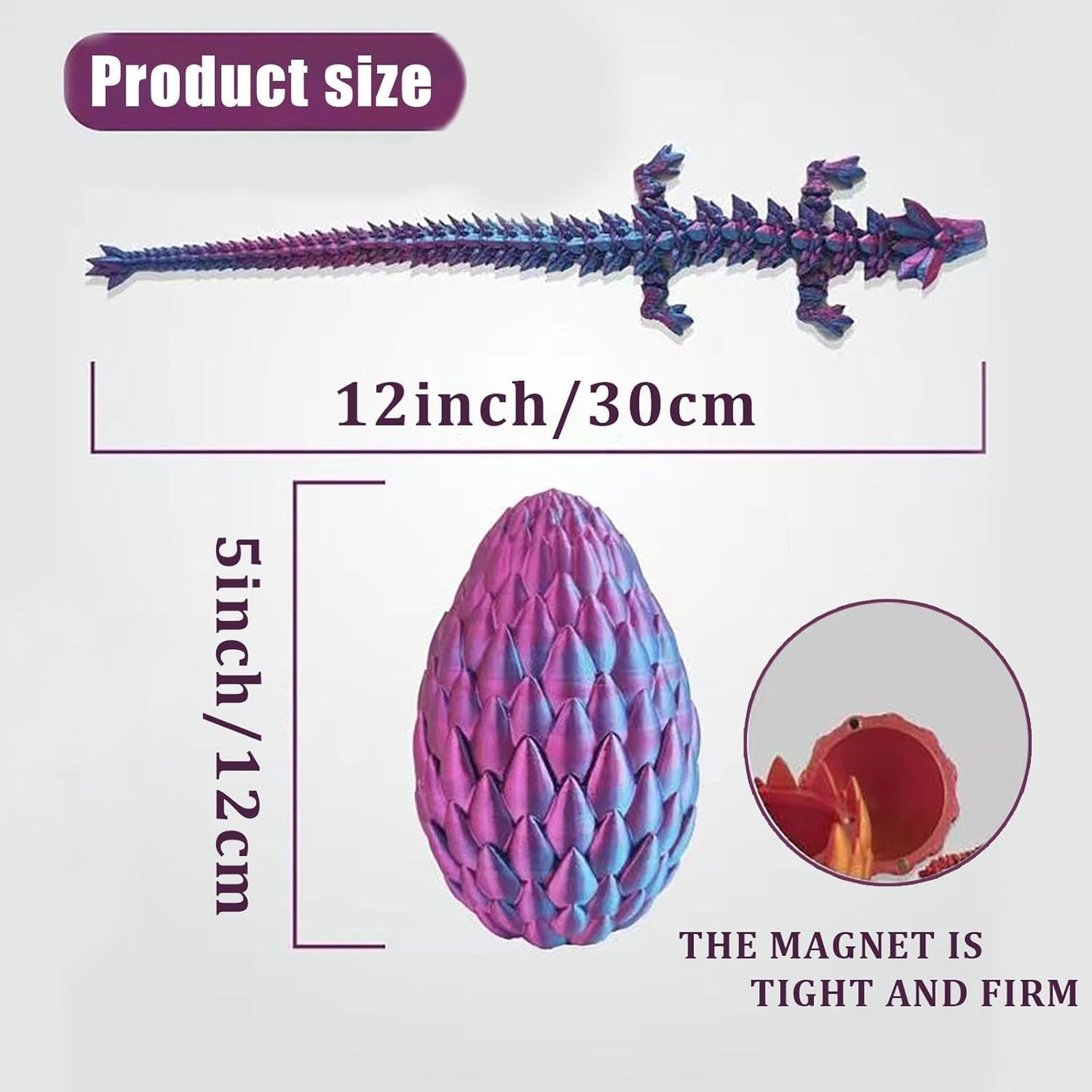 Surprise 3D Printed Dragon Egg Articulating Gemstone, 3D Printed Dragons, Relief Anxiety - Articulated Joints for Kids and Adults Home Office Decor Executive Desk Decor (Green)