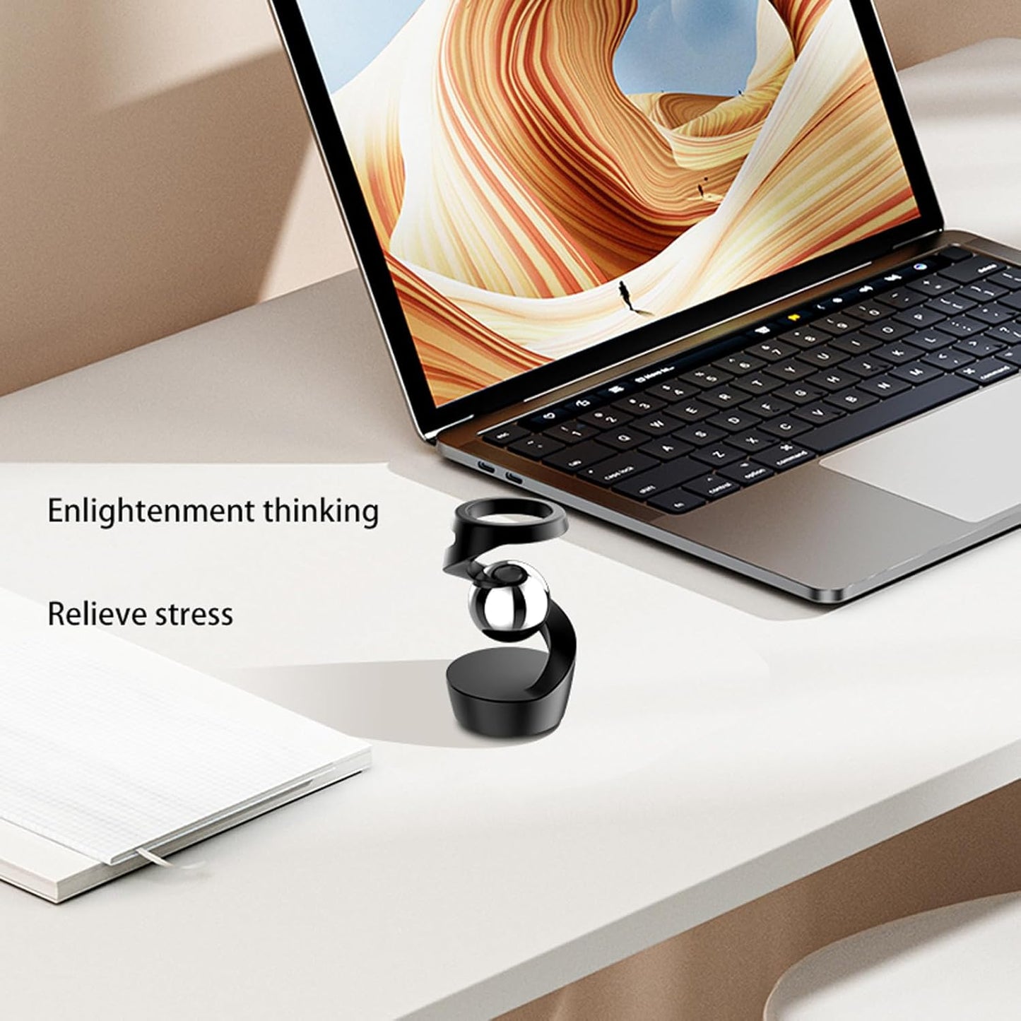 Fidget Toys for Adults, Gravity Defying Kinetic Desk Toy, Metal Fidget Spinner Toy, Balance Desk Toys for Office for Adult for Party Favors, Birthday (Black-Silver Ball)