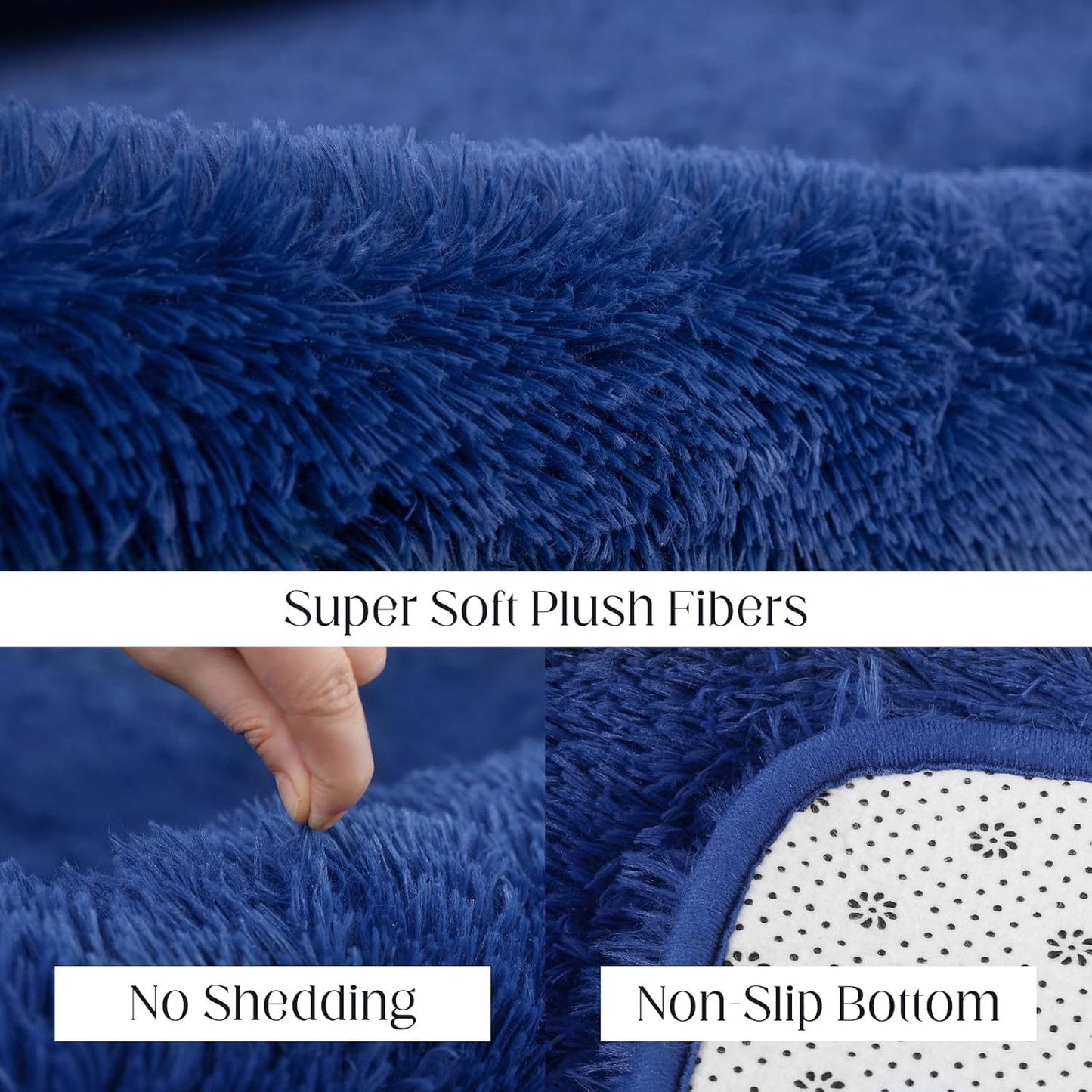 Soft 8x10 Blue Rug, Fluffy Area Rugs for Living Room, Plush Navy Area Rugs for Bedroom, Non-Slip Indoor Carpet for Nursery, Study Room, Kids Room, Room Decor