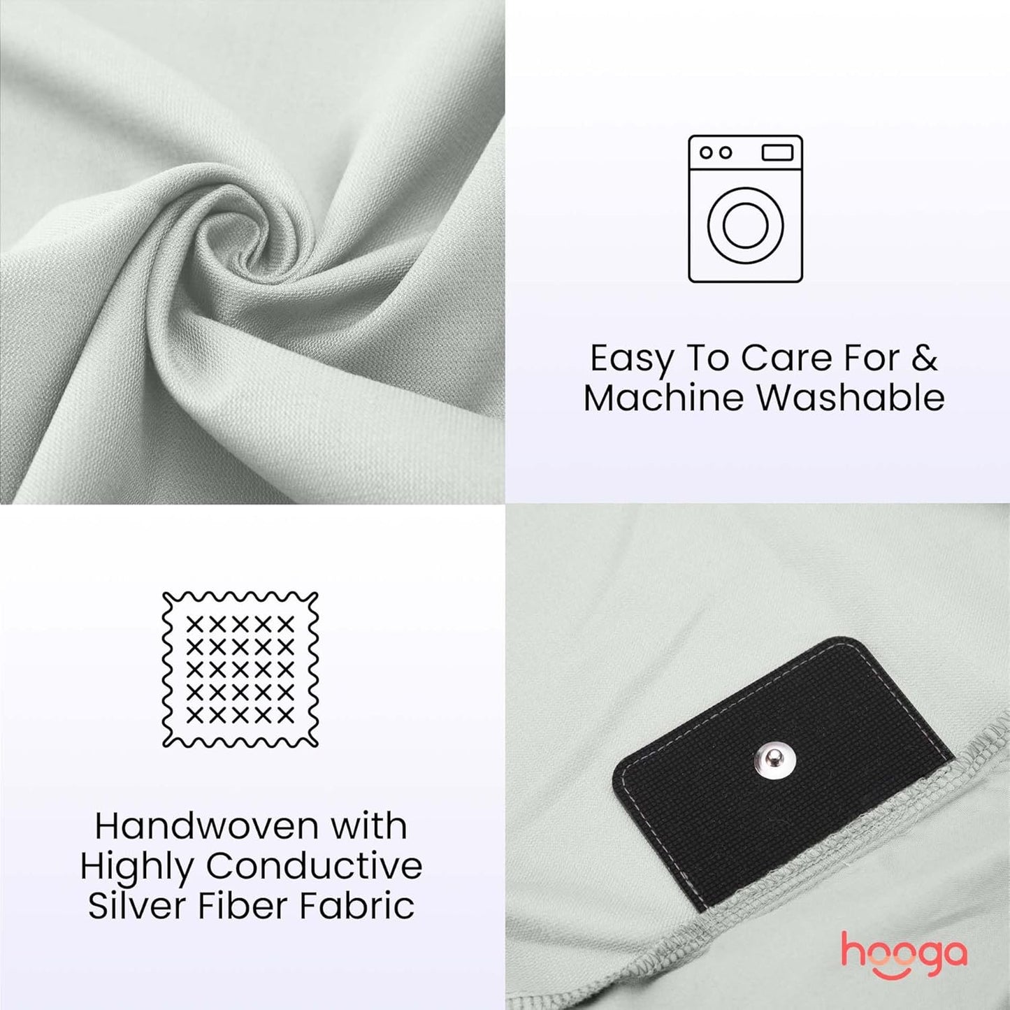 Hooga Grounding Sheet, Twin Size, Organic Fitted Grounded Sheet, Earth Connected Bedding (75"x39"x15") Pure Silver Fiber and Cotton, Grounding Cord Included. Off White