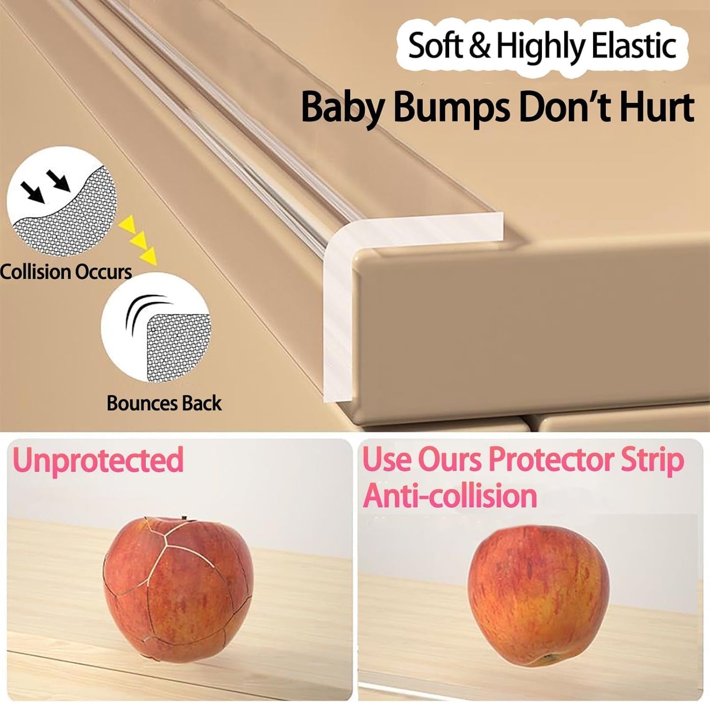 Clear Soft Corner Protectors for Furniture Strip,0.8in x13FT,2 RollSharp Edge & Table Bumper,Window Edge,Wall Protector, Soft Corner Guards Safe for Proof,Table Corner Protectors in Family