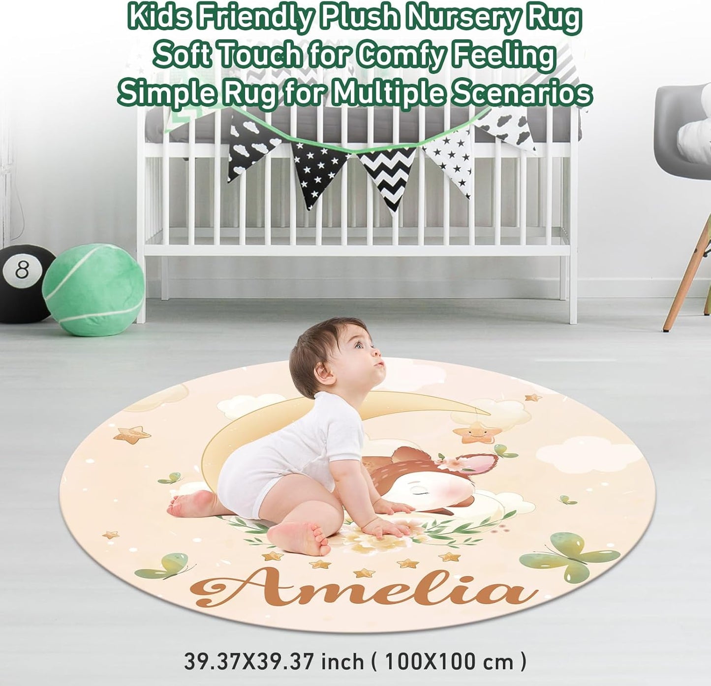 Personalized Baby Crib Bedding Set - Custom Name Fox Pattern 3 Pcs Set - Soft Blanket with Double Layer Dotted Backing, Fitted Sheet, Room Rug for Newborns Boys Girls Shower Gift