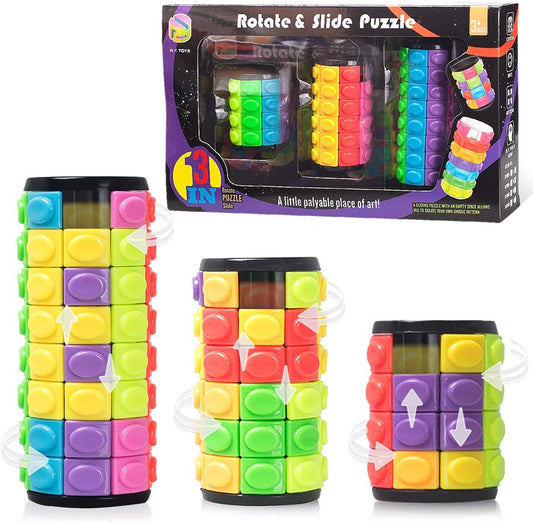R.Y.TOYS Rotate and Slide Puzzle-Design Patent,Fidget Toys(Restore Order/Create Patterns) 8 Colors,4, 6 and 8 Layers-Detach Piece for Quick Play,Brain Teaser,Sensory Toy Gift,Easter Basket Stuffers