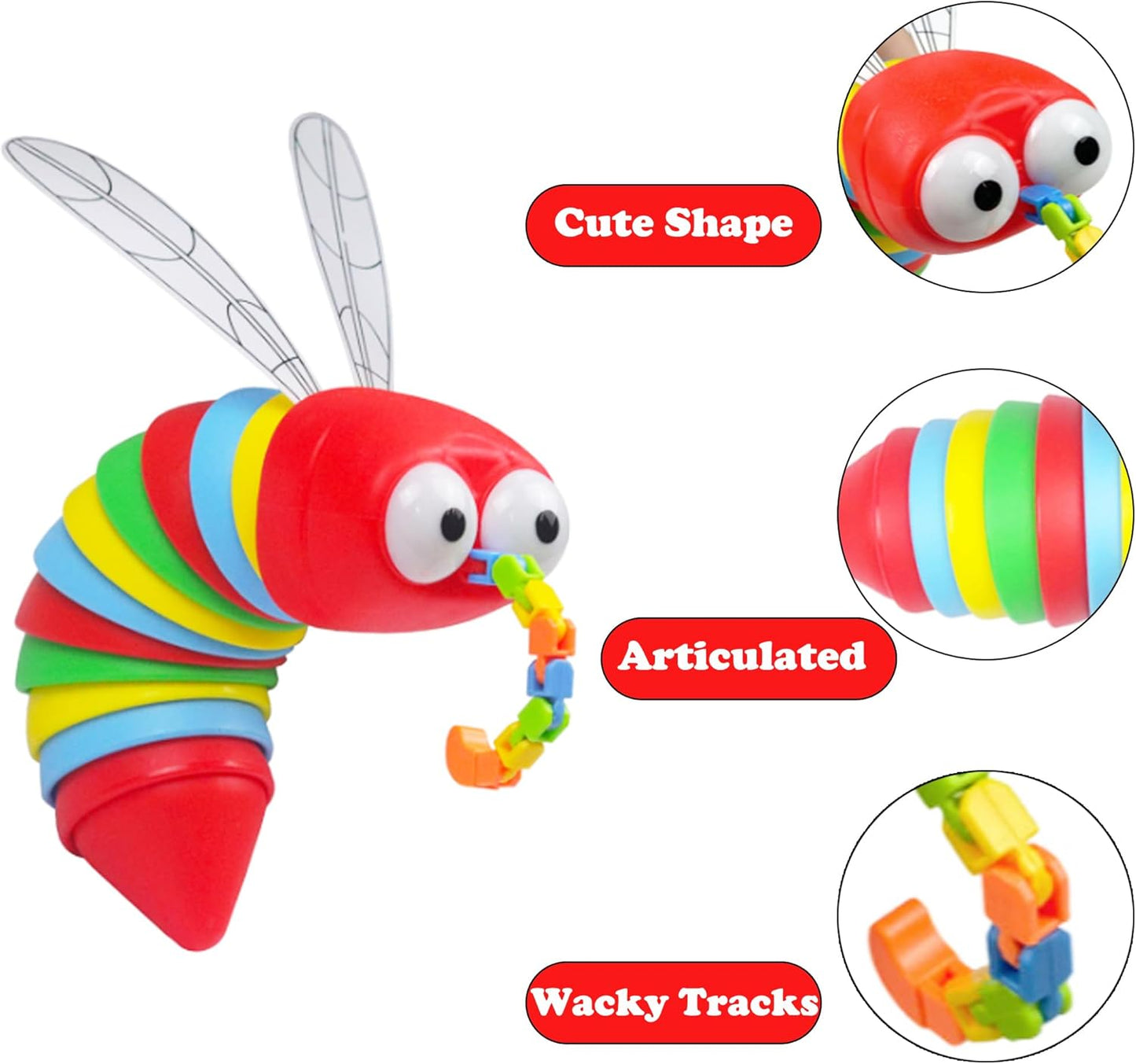 Mosquito Fidget Toy, Quite Toys Fidget Slug Toy for Kids, Restaurant Toys for Toddlers, Road Trip Plane Car Travel Activities for Kids Toddlers (Mosquito, 4 Pack)