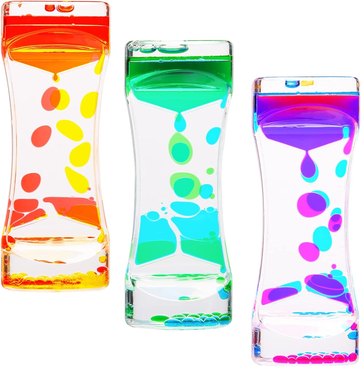 Liquid Motion Bubbler,CAILINK 3 Pack Kids and Adults Relax Sensory Toys,Stress Relief Fidget Water Timers,Colorful Hourglass,ADHD Anxiety Autism Activity,Home Office Desk Decor