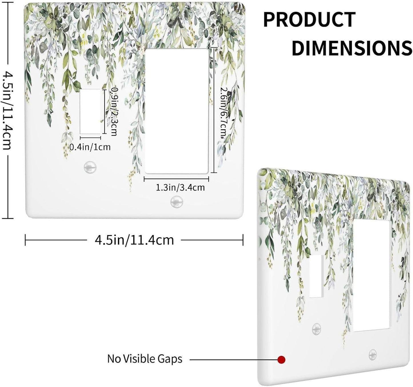 Outlet Covers Boho Farmhouse Flower Leaf Sage Green 1 Toggle 1 Rocker Combination Decorative Wall Plate Electrical Switch Plates Light Switch Cover Plate for Bedroom Cabin Decor