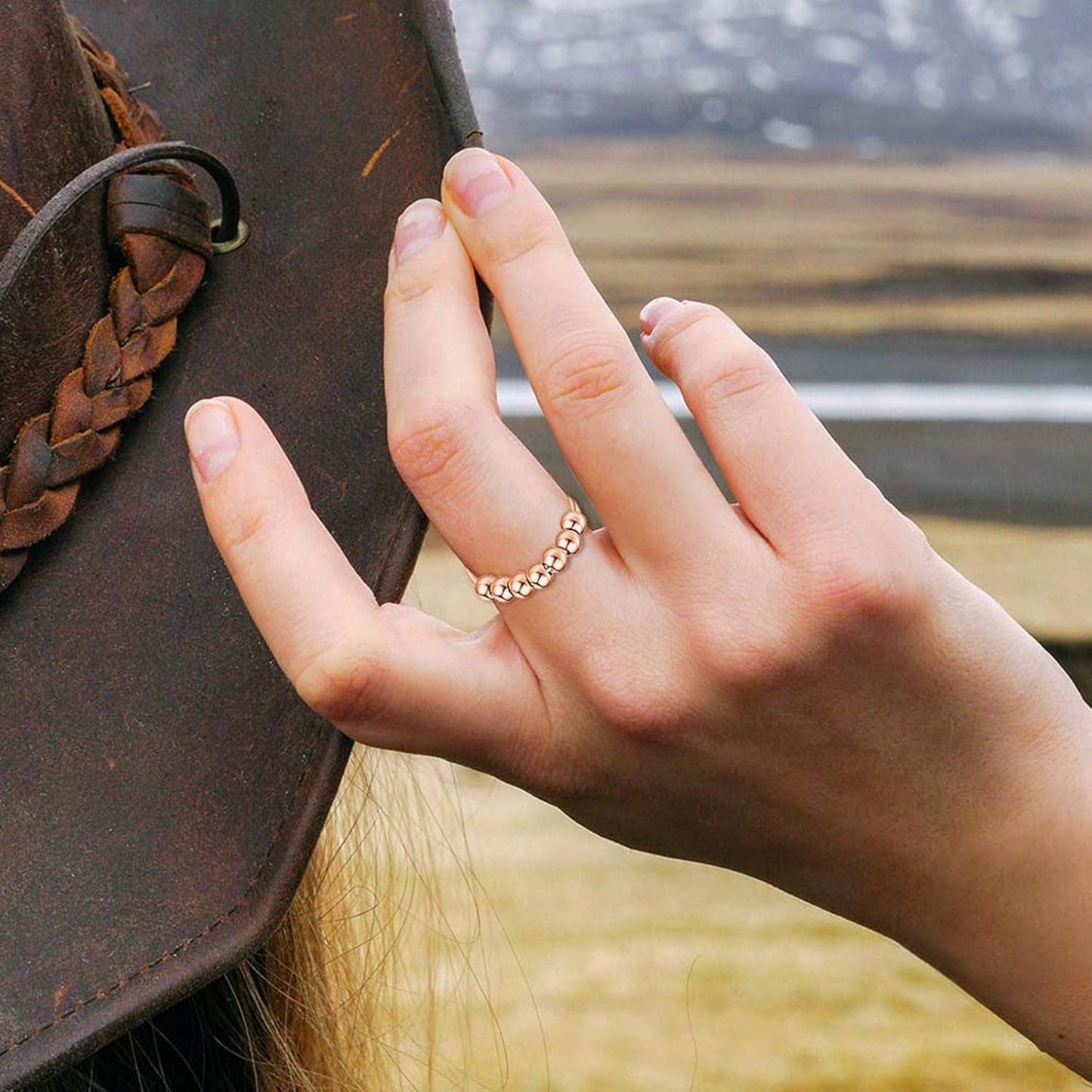 INFUSEU Funny Spinner Fidget Rings for Women Girls Anti Anxiety Stress Worry, Adjustable Size