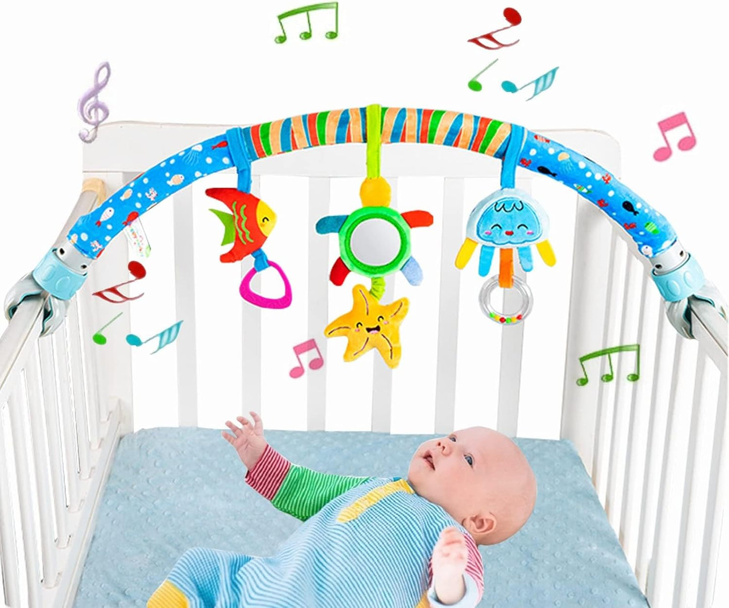 Pau1Hami1ton Baby Stroller Arch Toys, Car Seat Toys,Bouncer Toy Bar/Mobile for Bassinet,Adjustable Baby Hanging Toys Fit for Crib Bed,Stroller,Car Seat.S-19(Star)