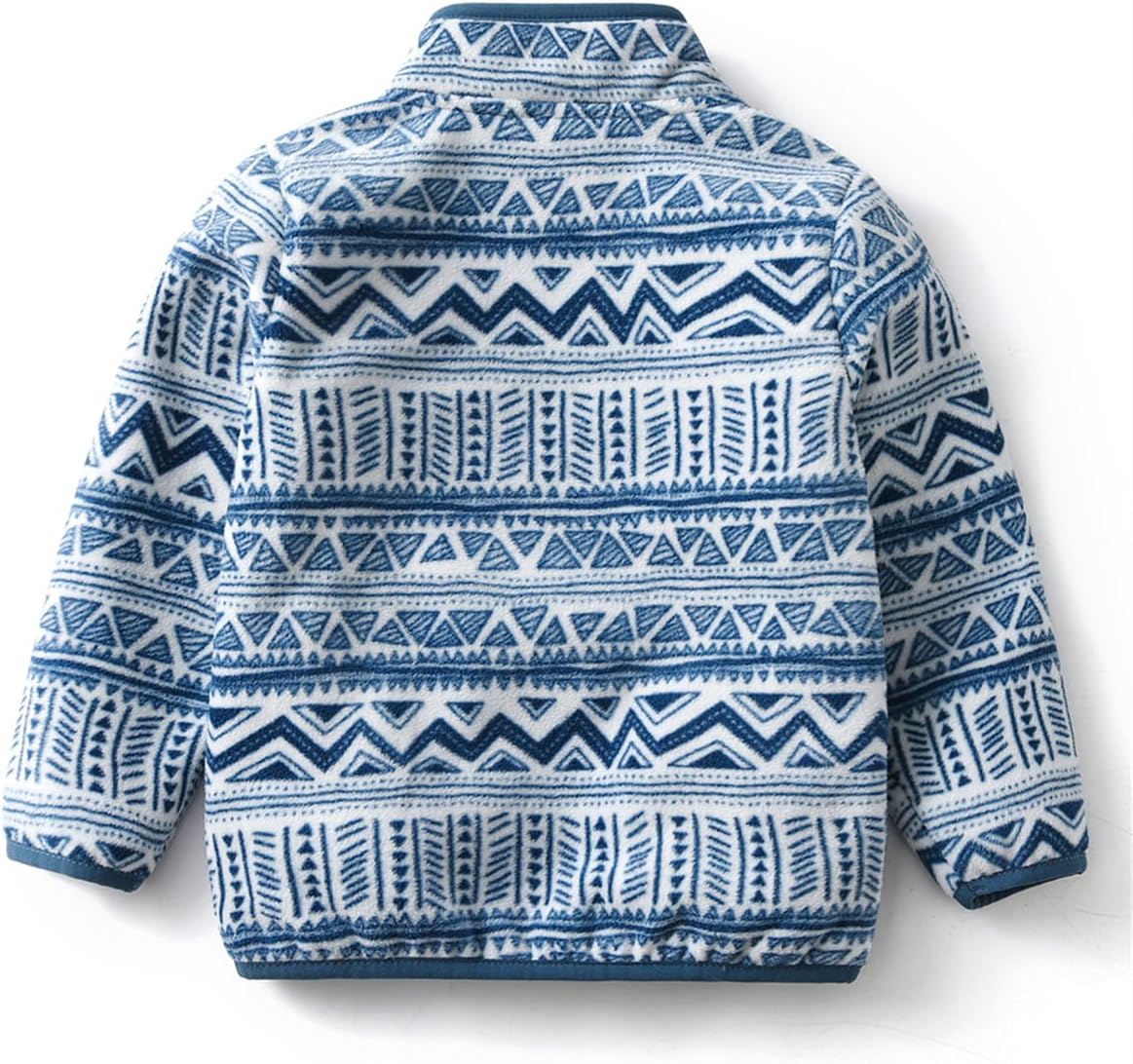 Kids Printed Polar Fleece Jacket Toddler Baby Boys Girls Autumn Winter Warm Sherpa Lining Outerwear Soft Lightweight