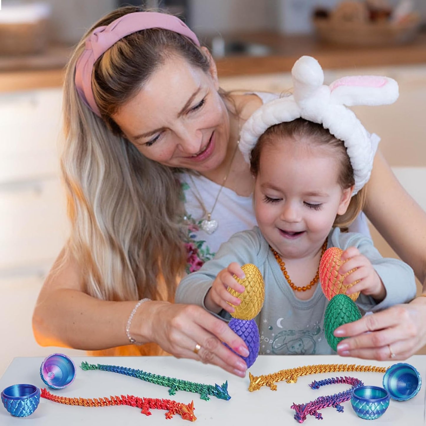 Small Dragon Eggs with Dragon Inside, 3D Printed Surprise Funny Gifts for Kids, Articulated Dragon Fidget Toys for Adults, Executive Desk Toys Office Room Décor (Christmas Green)