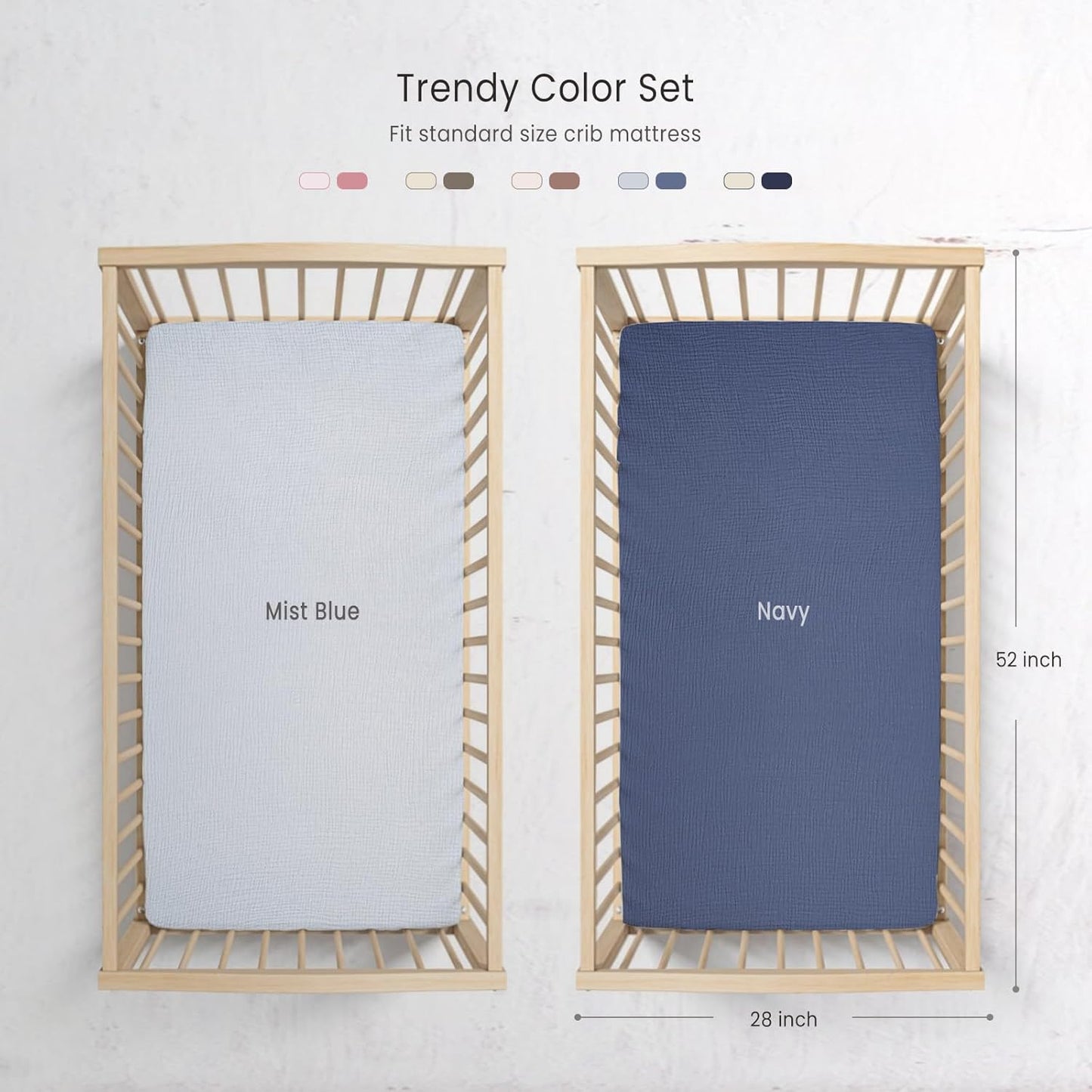 lulumoon Baby Muslin Crib Sheets - Toddler Cotton Fitted Crib Sheets Neutral for Boys and Girls 2Pack