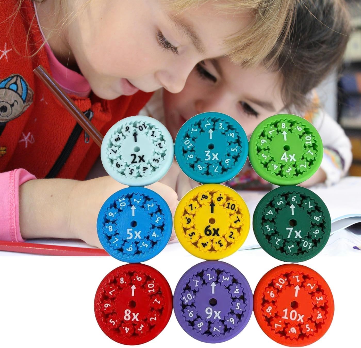 Math Fidget Spinner, Math Fact Fidget Spinners, Math Fidget Toy, Math Learning & Education Toys Game (Multiply Or Divide 9pcs)