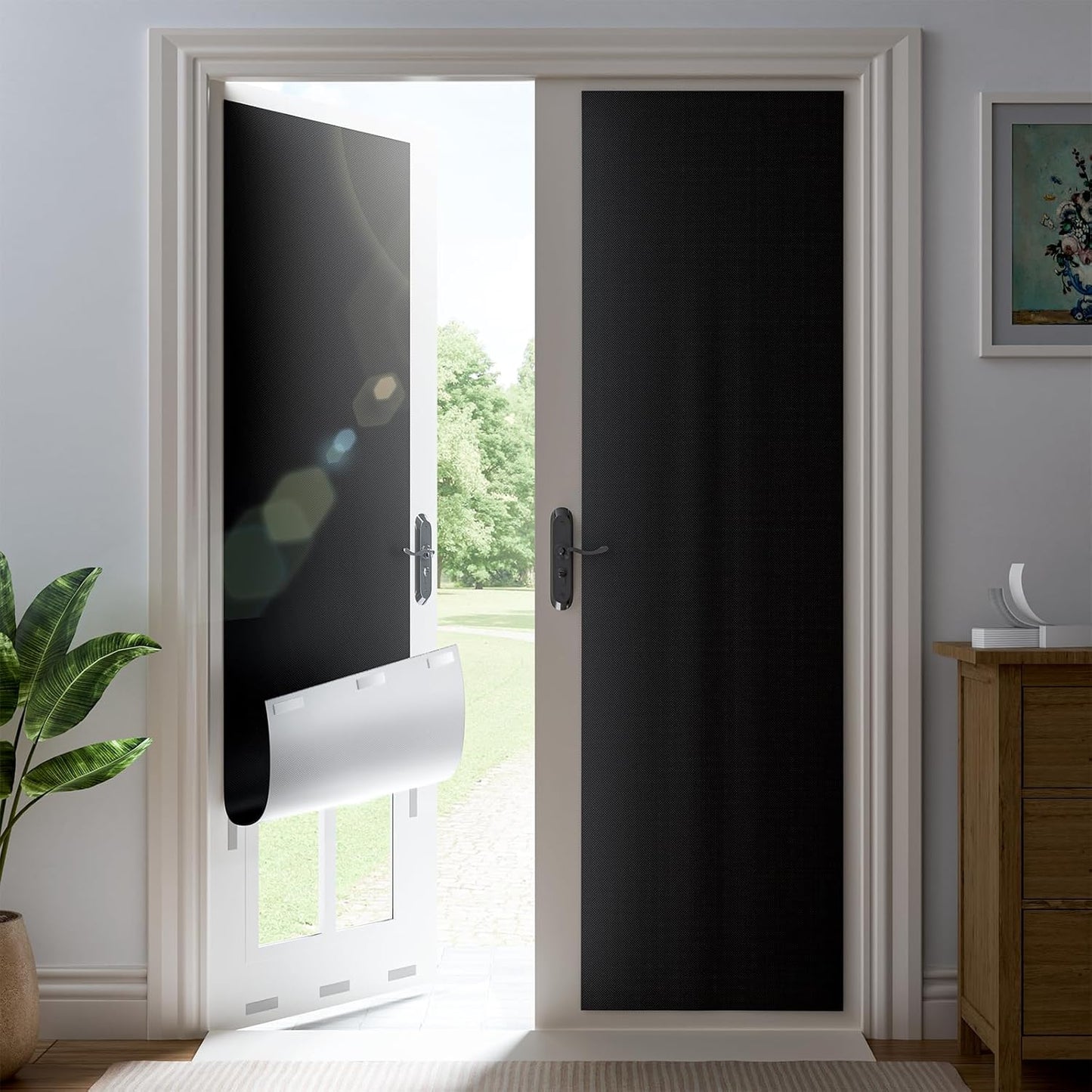 24" W x 84" L 100% Portable Blackout Curtains, Total Darkness No-Drill Black Out Window Cover,Temporary Blackout Shades with Hook & Loop Tape, for Bedroom, Nursery, Dorm, Travel (Black)