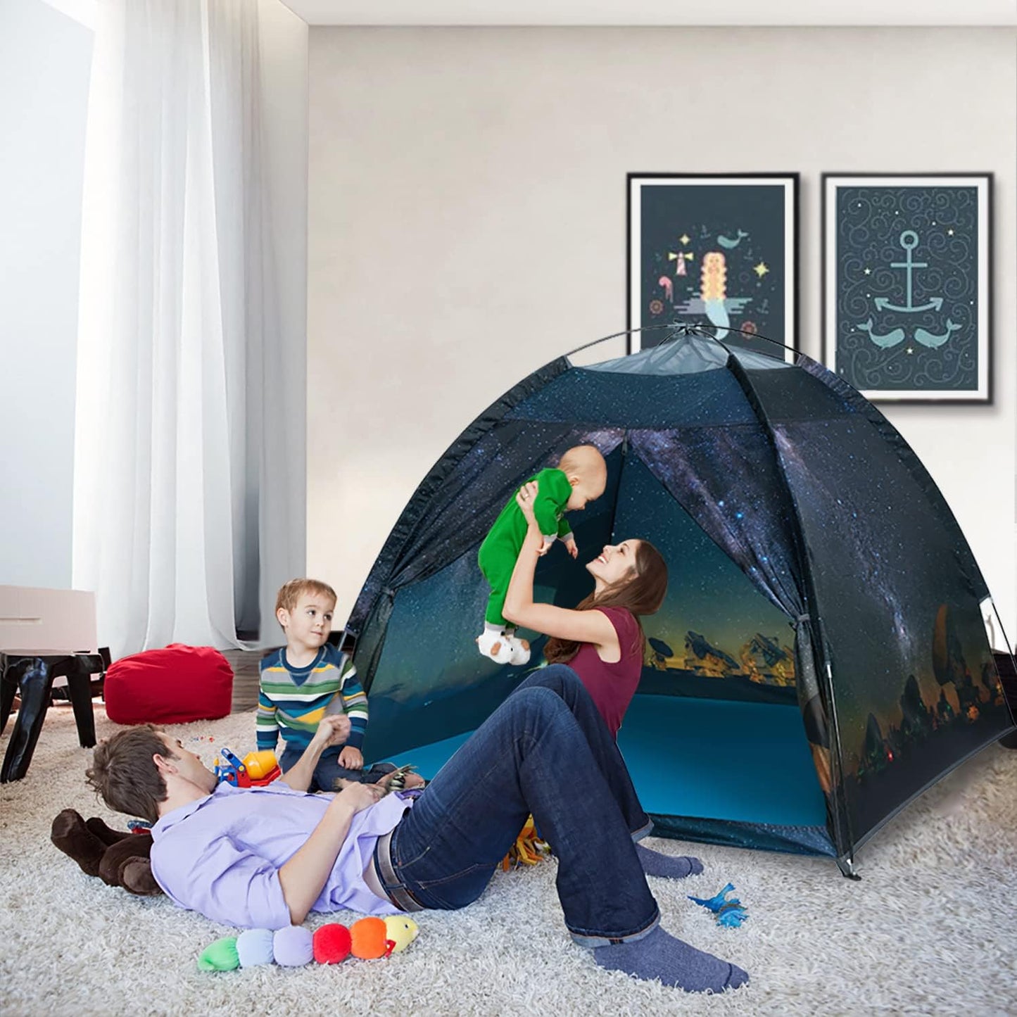 Kids Play Tent-61”x61”x45”Imaginative Play Popup Tent Space World Tent for Kids Indoor/Outdoor Fun-Kids Galaxy Dome Tent Playhouse for Boys and Girls,Perfect Kid’s Gift