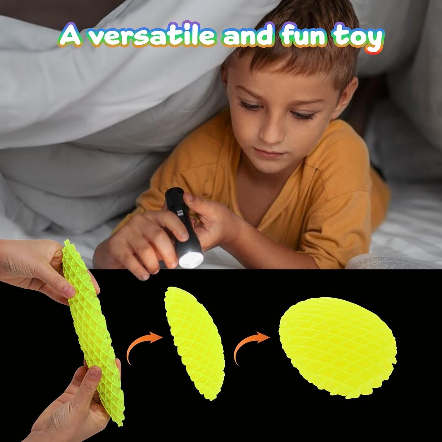 Night Glow Worm Fidget Toy, Funny Pocket Fidget Toy, Stress Relief Toy, Resistance Fidget Toys Sensory Stress Anxiety Relief Toys for Kids Adults (Bule)