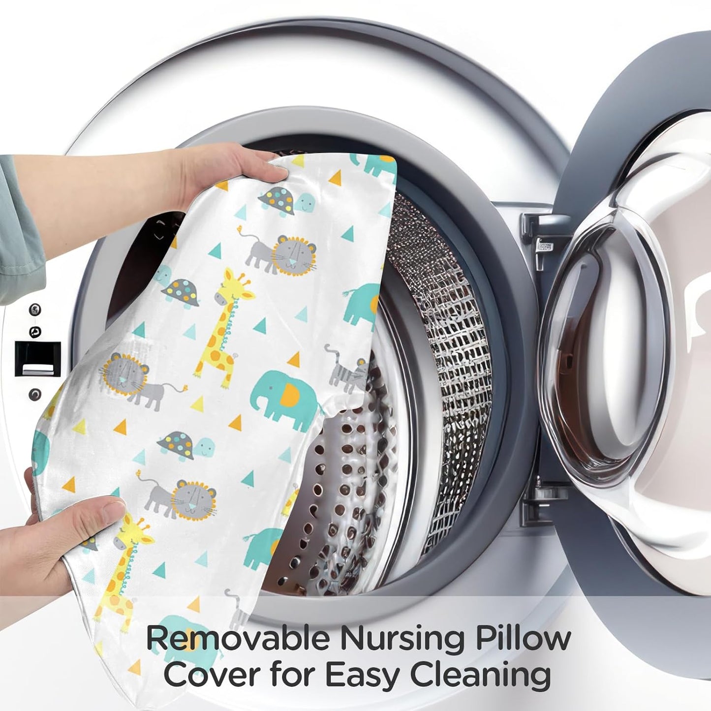 Little Grape Land Nursing Pillow for Infants, Breastfeeding Pillows, Baby Support Pillow for Nursing, Bottle Feeding, Tummy Time with Machine Washable Cover & Breathable Filling (Woodland Animals)