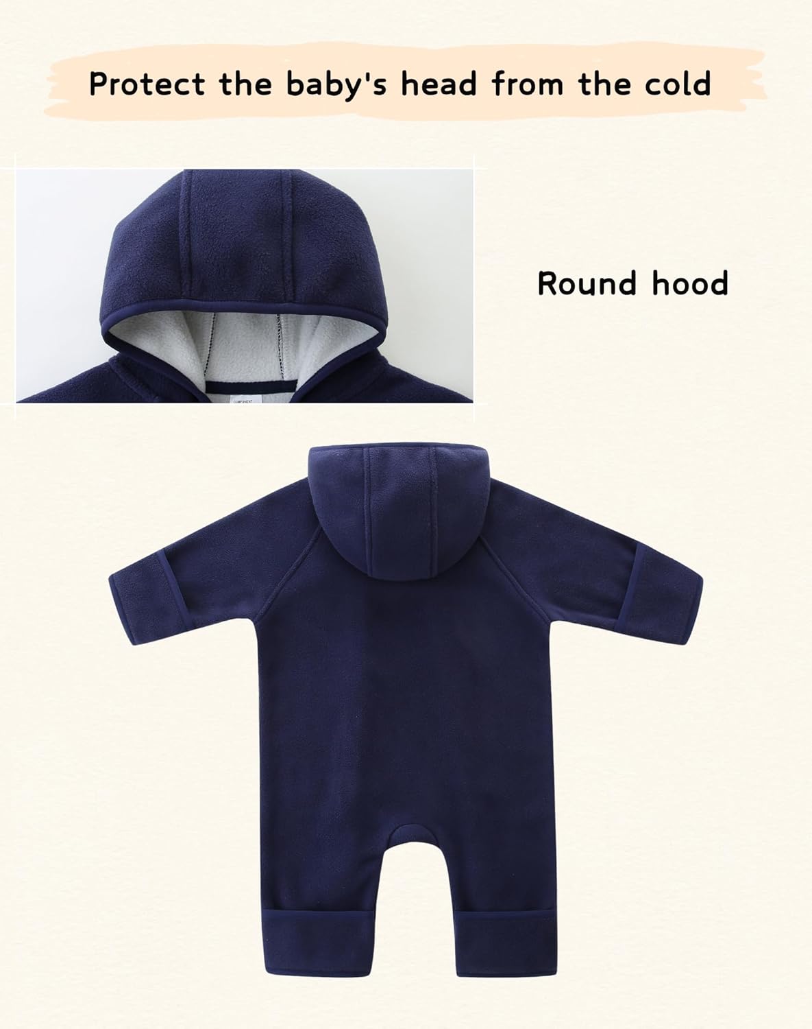 Newborn Baby Fleece Jumpsuit Girls Boys Winter Hooded Coverall Romper Cute Baby Snowsuit Clothes