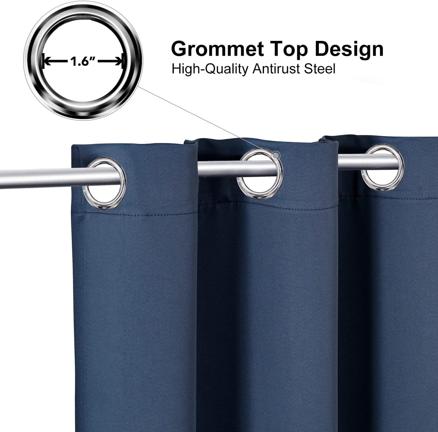 ChrisDowa Blackout Curtains 72 inches Long for Bedroom - 2 Panels Set Grommet Thermal Insulated Room Darkening Curtains for Living Room (Stone Blue, 42 x 72 Inch)