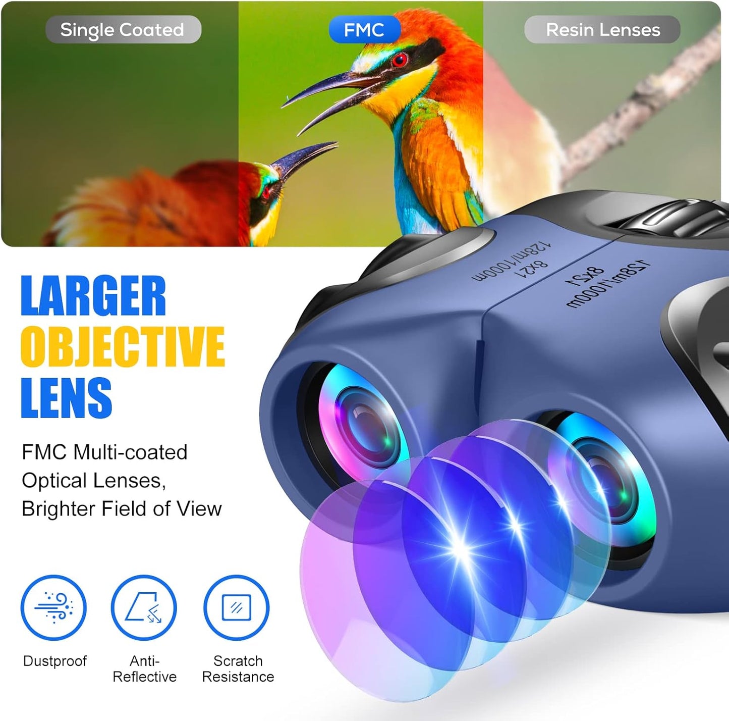 LET'S GO! Binocular for Kids, Compact High Resolution Shockproof Binoculars