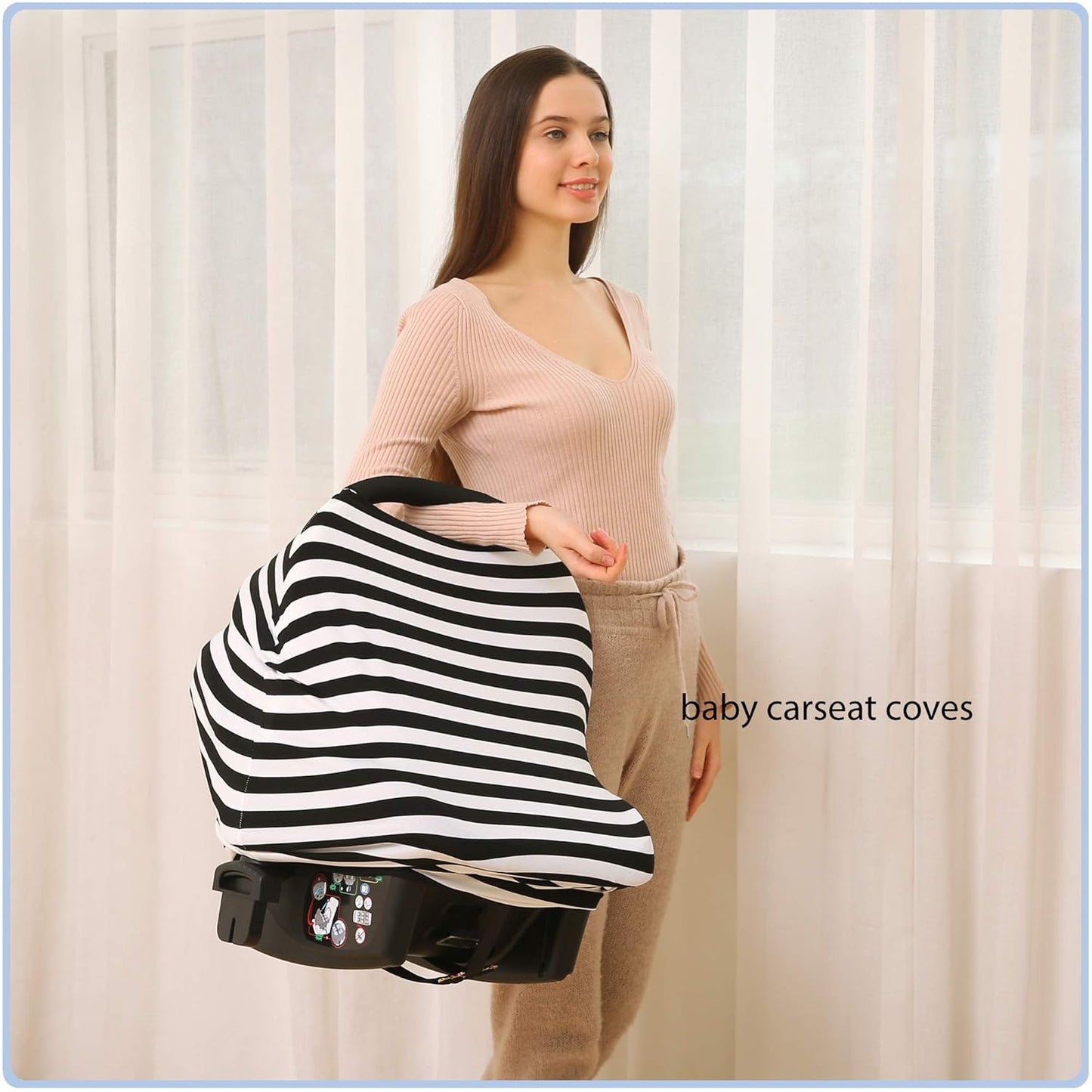 Car Seat Covers High Stretchy- Carseat Canopy for Babies, Multi- use Breastfeeding Covers, Baby Shower Gifts for Boys and Girls