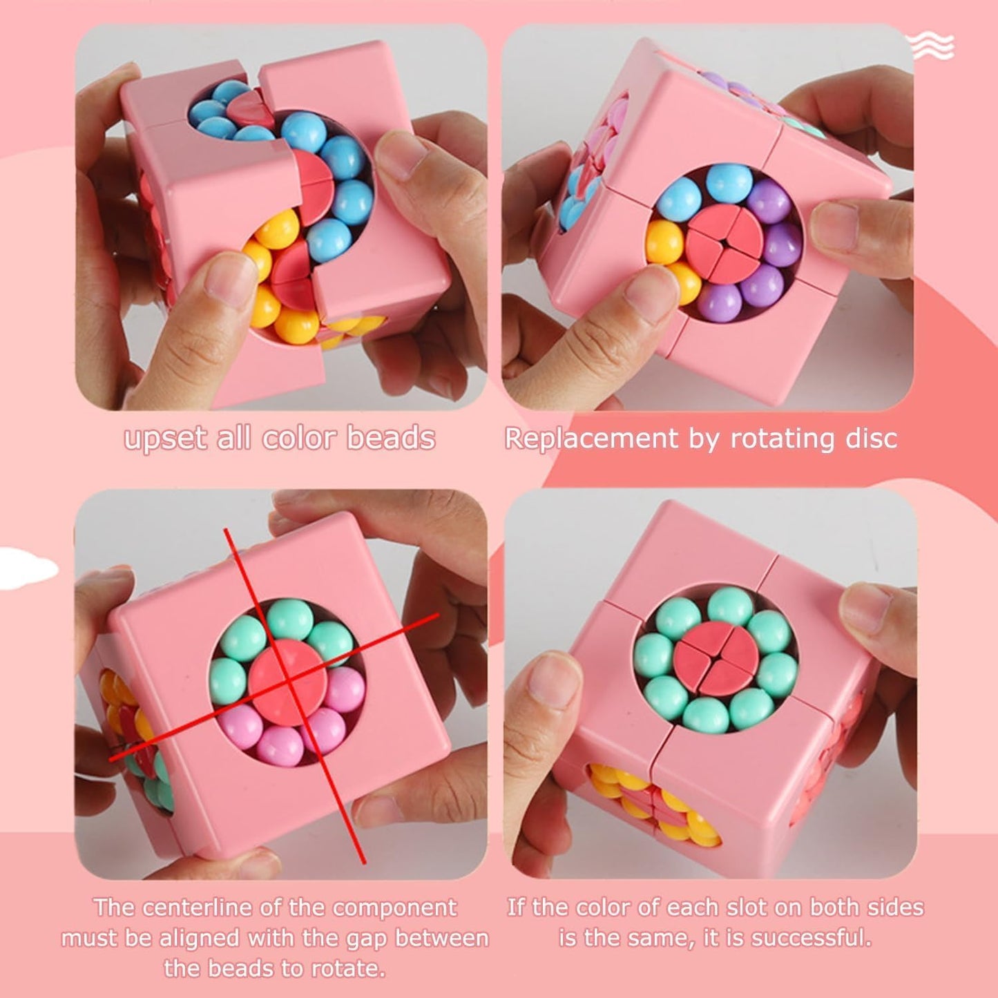 YUDANSI Magic Bean Puzzle Toy, Rotating Cube Magic Bean Educational Puzzle, Magic Ball Brain Teaser STEM Game, Prize or Gift for Kids Boy Girl Age 3+, Teens and Adult for Birthday New Year