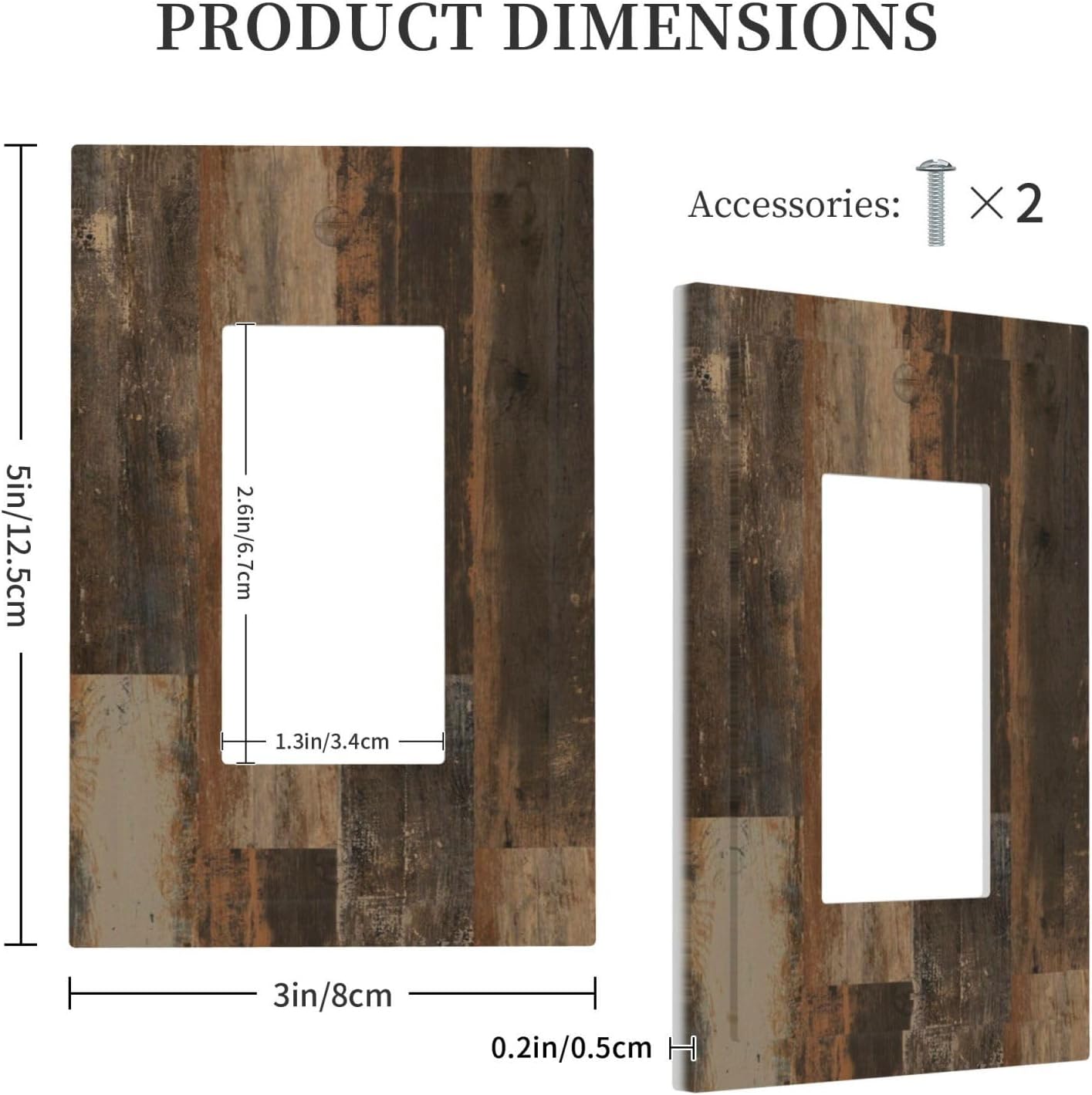 Rustic Brown Wood Grain Dark Oak Decorative Outlet Covers 1 Gang Single Rocker Light Switch Cover Plate Wall Plates GFCI Faceplate for Farmhouse Home Decor