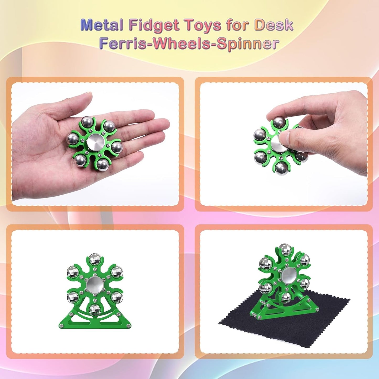 Desk-Fidget-Toys for Ferris-Wheels-Spinner: 4mins Kinetic-Metal-Spinner, Cool-Gadgets-Stuff for Kid Children Teen Adult EDC-Toy, ADHD Tools Stress Relief for Office Home School Men Woman Christmas