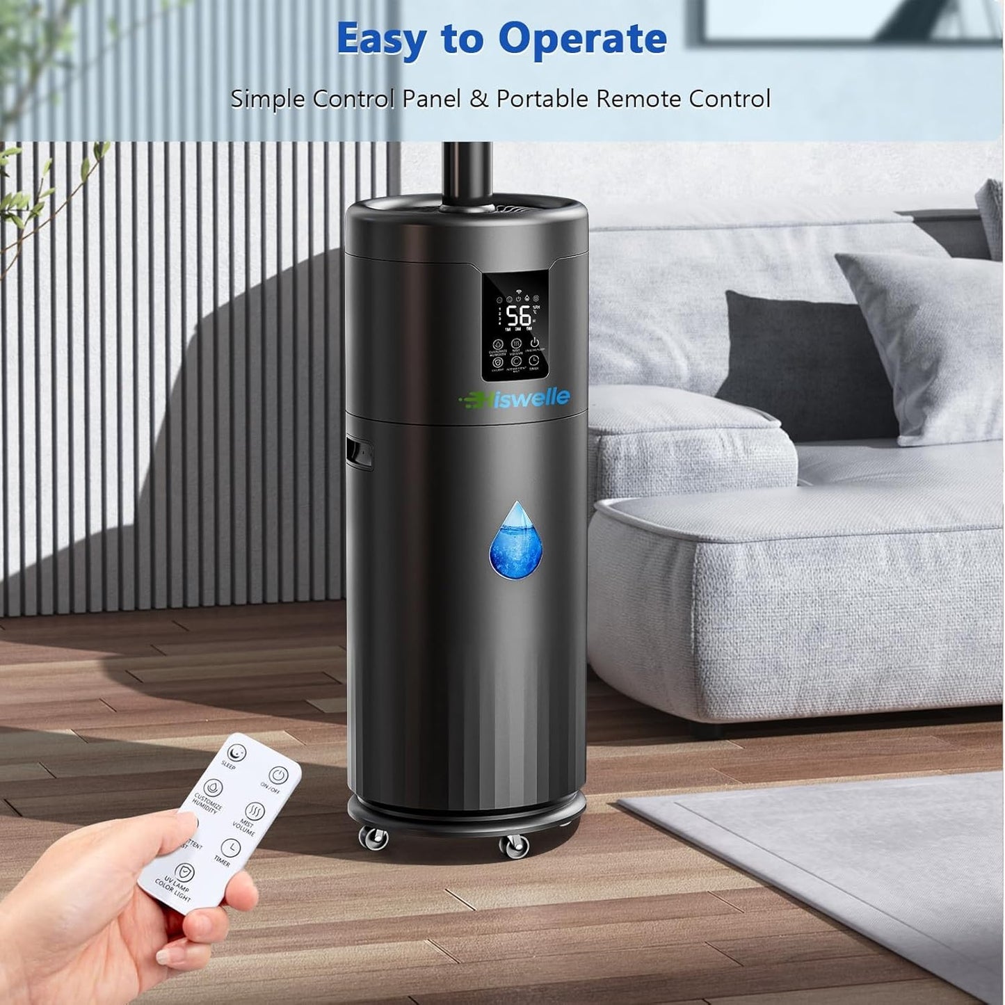 Large Humidifiers for Large Room 2000 sq ft, 17L/4.5Gal Humidifiers for Bedroom, Quiet Floor Humidifier with 4 Mist Mode & Extension Tube for Home Whole House School Office Commercial Plants