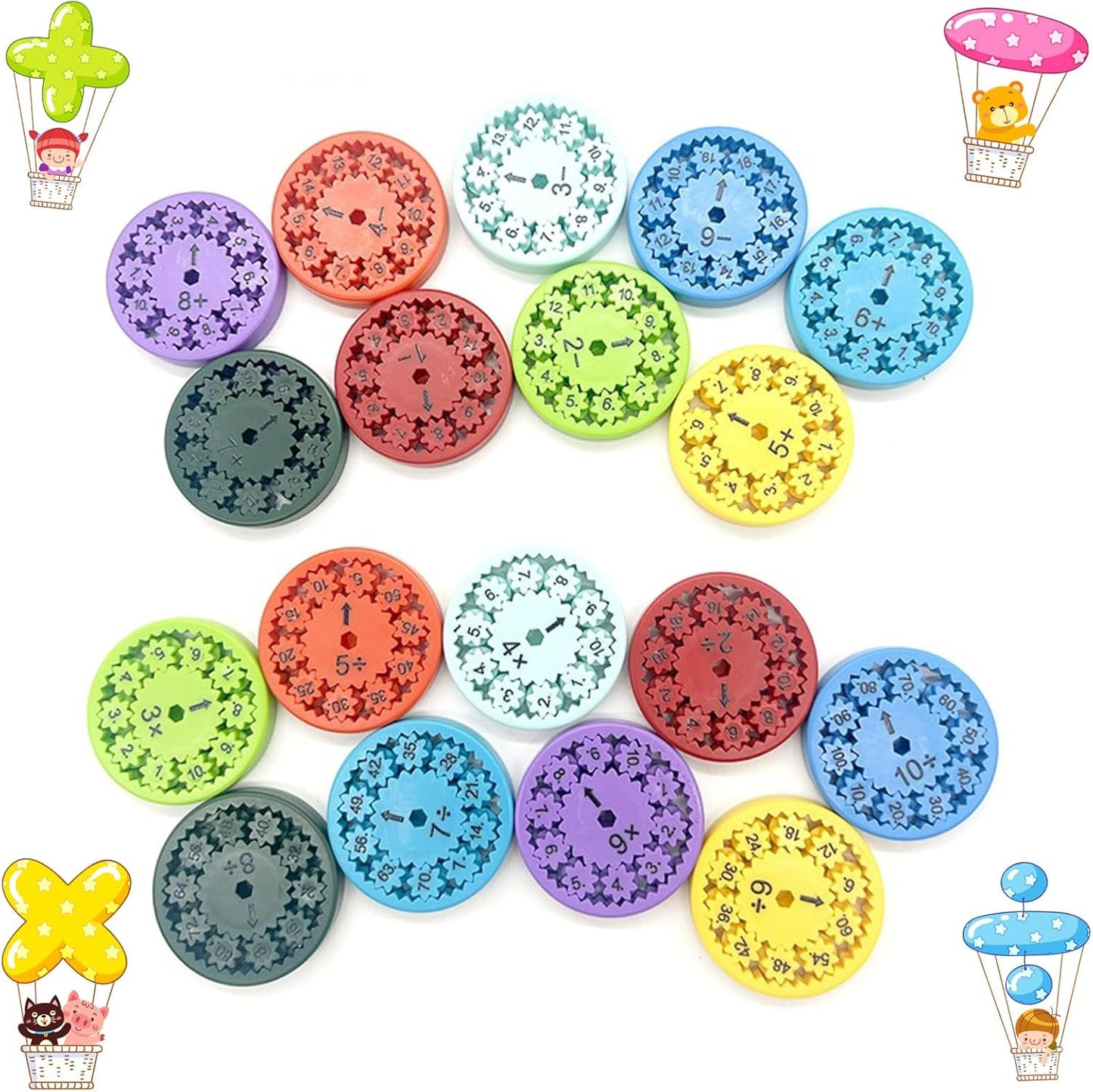 Math Fidget Spinners, Math Fact Fidget Spinners, Educational Math Fact Fidget Spinners, Math Fidget Toy, Fidgeters Who are Learning Math (Add Or Subtract 9pcs)