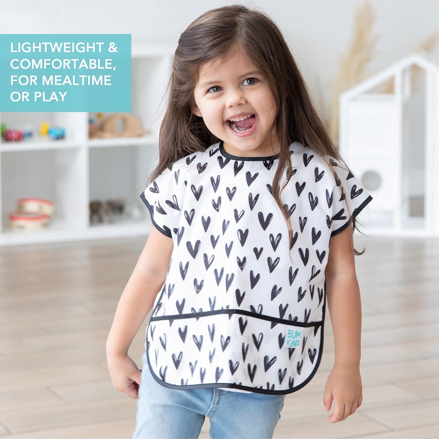 Bumkins Bibs - Toddler Bibs, Waterproof, Large for 1-3 Years, Short Sleeve