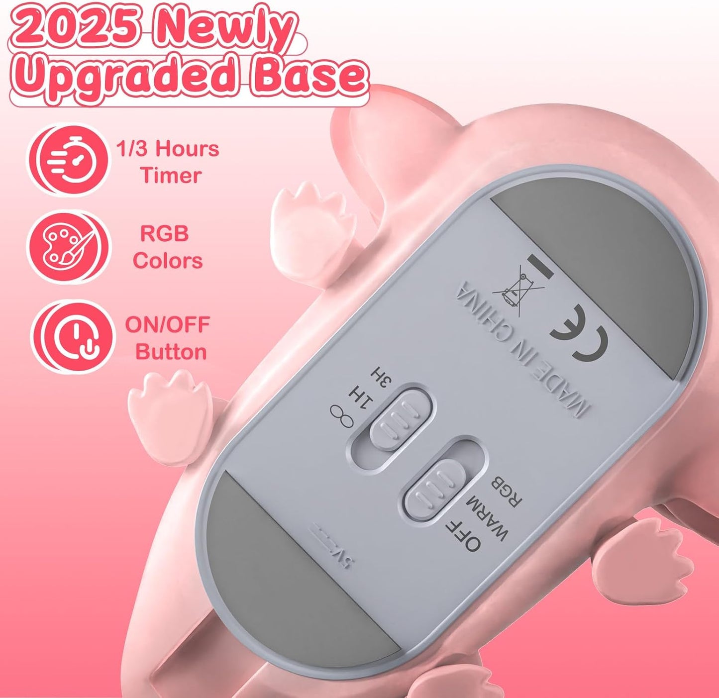 LOVERUIS Axolotl Kids Night Light Axolotls Gifts Night Lights for Kids Colorful Light with 1/3 Hours Timer Cute Nursery Night Lamp Girl Decoration Room