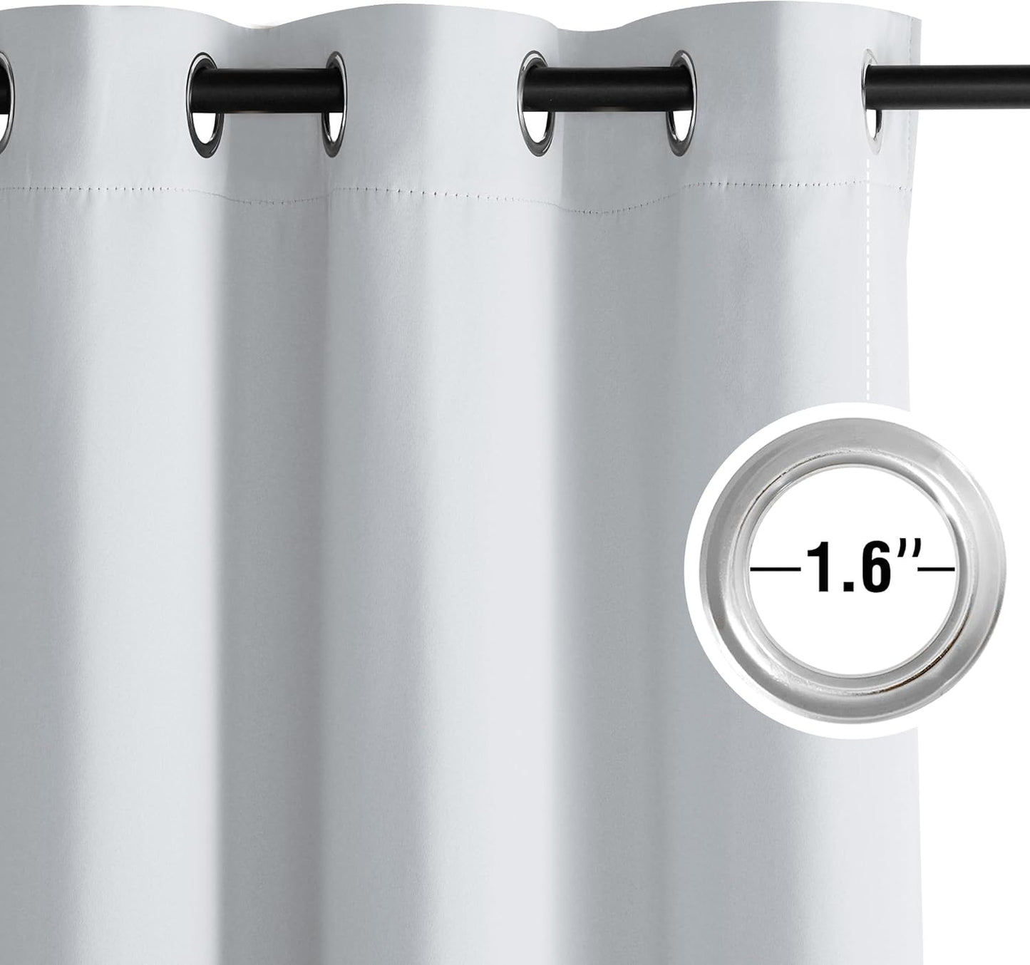 NICETOWN Greyish White Curtains for Bedroom 108 inches Long, Roon Darkening Grommet Curtains for Living Room, Noise Reducing Privacy Window Treatment Drapes for Nursery, Laundry Patio, 2 Panels, W52