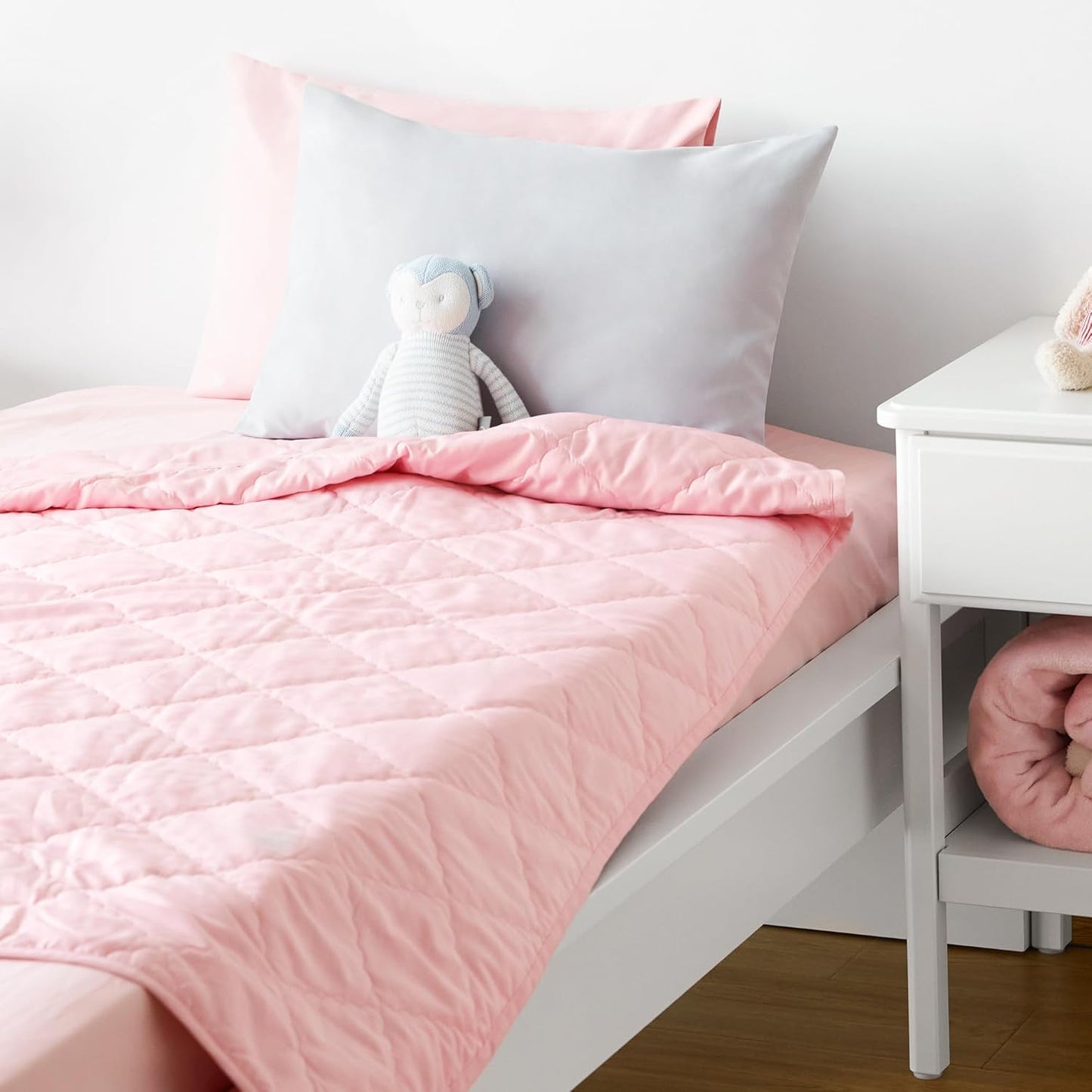 TILLYOU Toddler Pillowcase 2 Pack with Envelope Closure,13" x 18" Silky Soft Microfiber Travel Kids Pillowcase for Boys and Girls,Gray & Pink