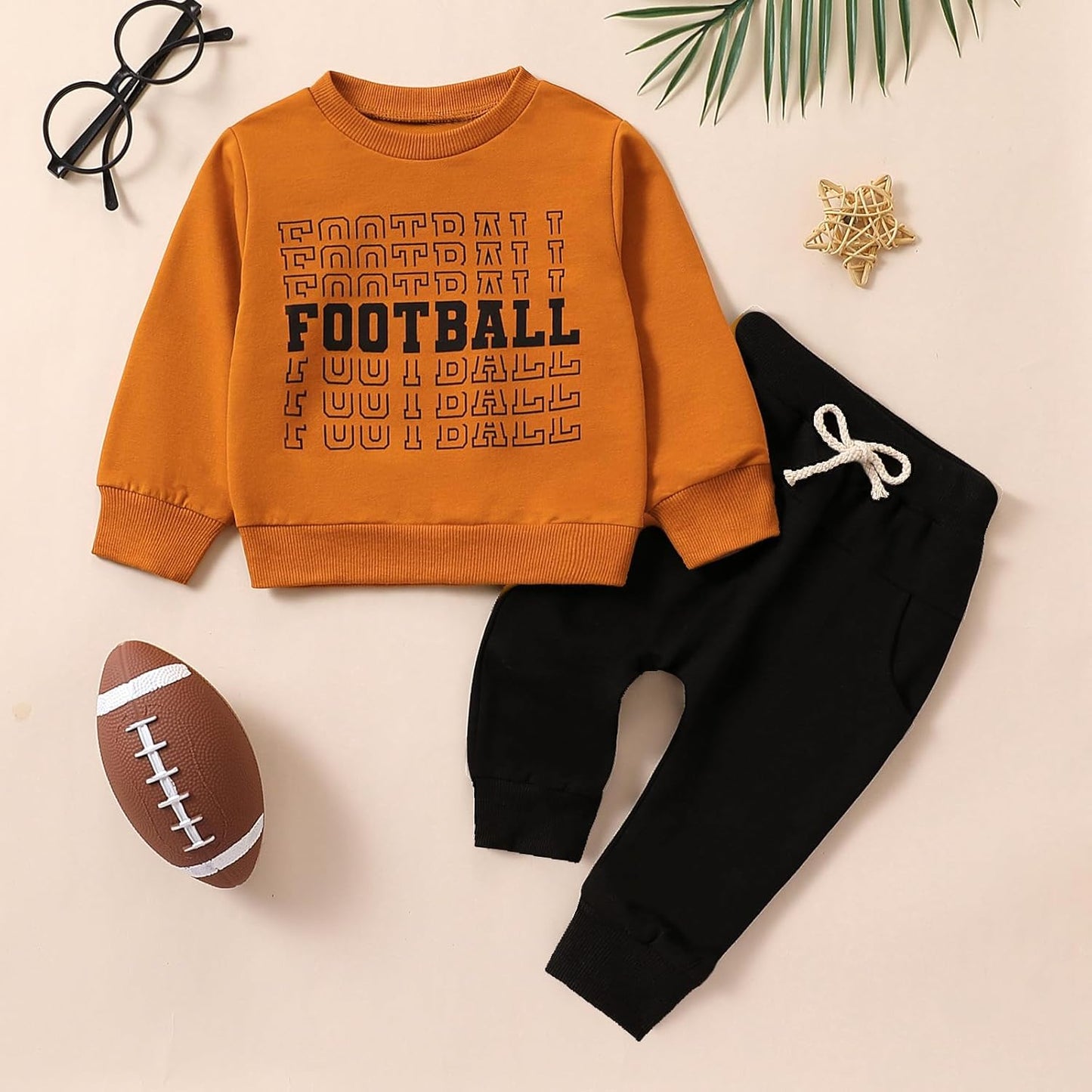 Baby Boy Clothes Fall 6 12 18 24 Months Football Long Sleeve Pullover Tops & Pant Sets Toddler Winter Outfits
