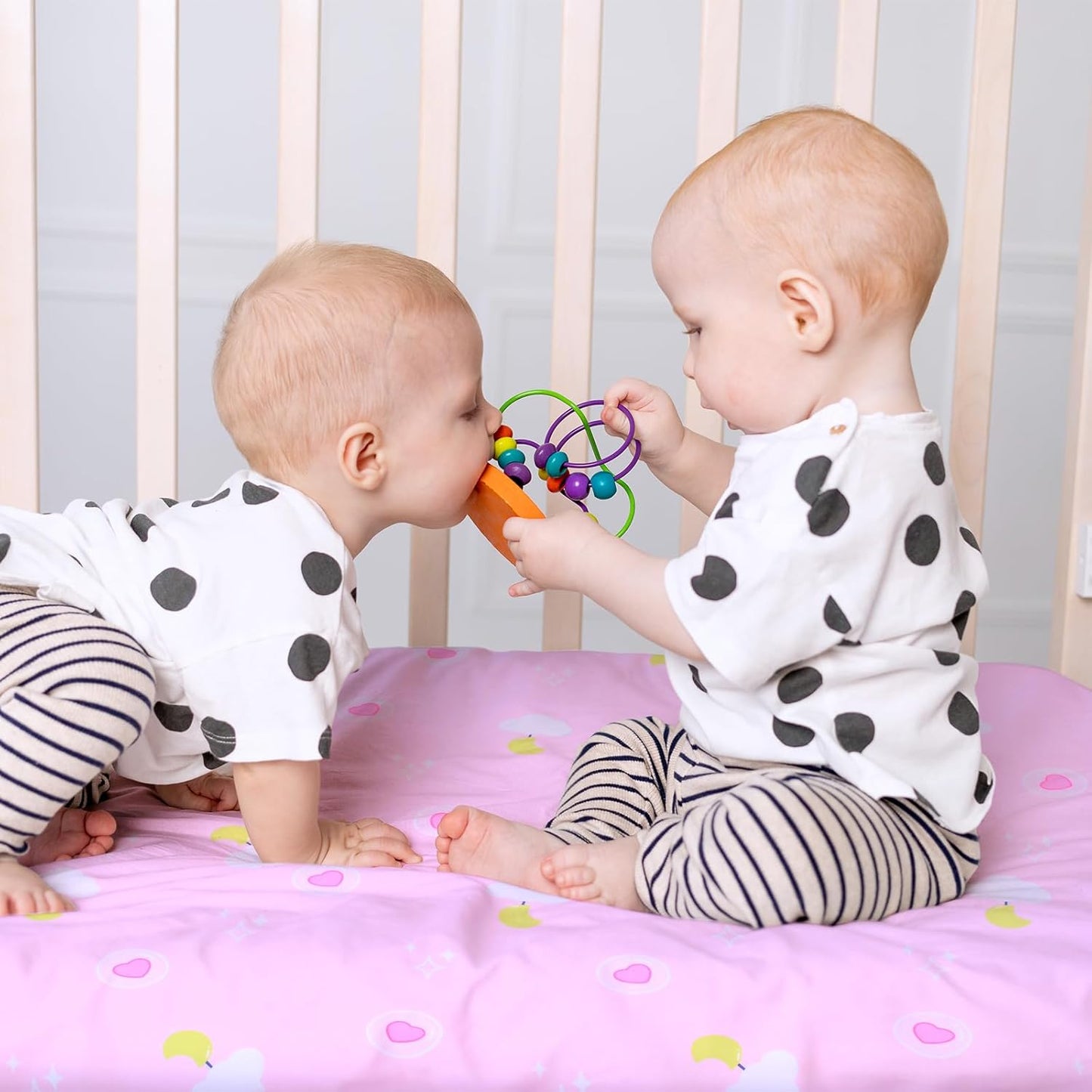 UOMNY Crib Sheet, Pink Clouds Crib Sheets Baby Sheet for Standard Crib and Toddler Mattresses Nursery Bedding Sheet Crib Mattress Sheets for Boys and Girls 1 Pack Toddler Sheet