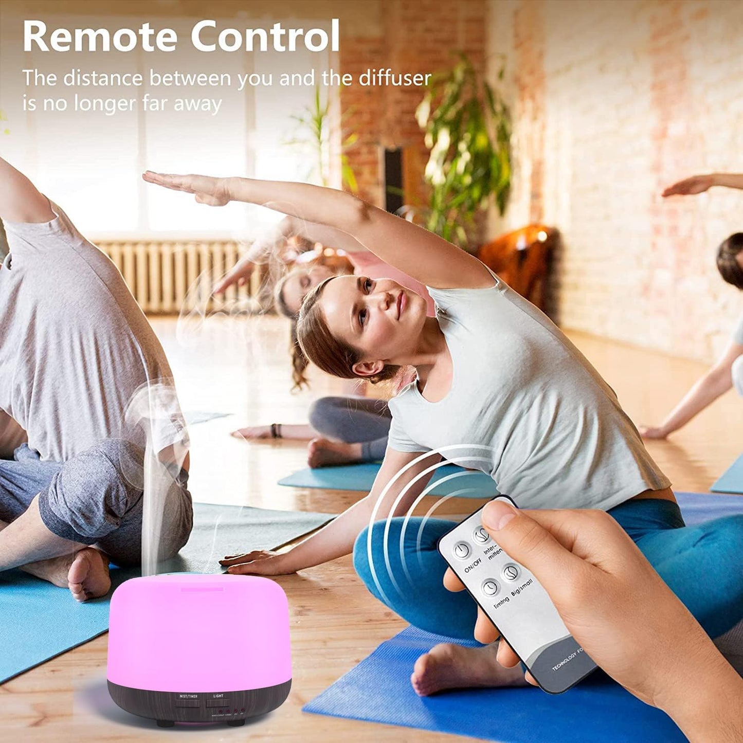 300ML Remote Control Air Diffusers for Essential Oil, Aroma Ultrasonic Scent Diffuser, Aromatherapy Humidfier Diffuser, 7 Color Changing LED Light, Auto-Off, Timer for Home, Room, Office, Kids