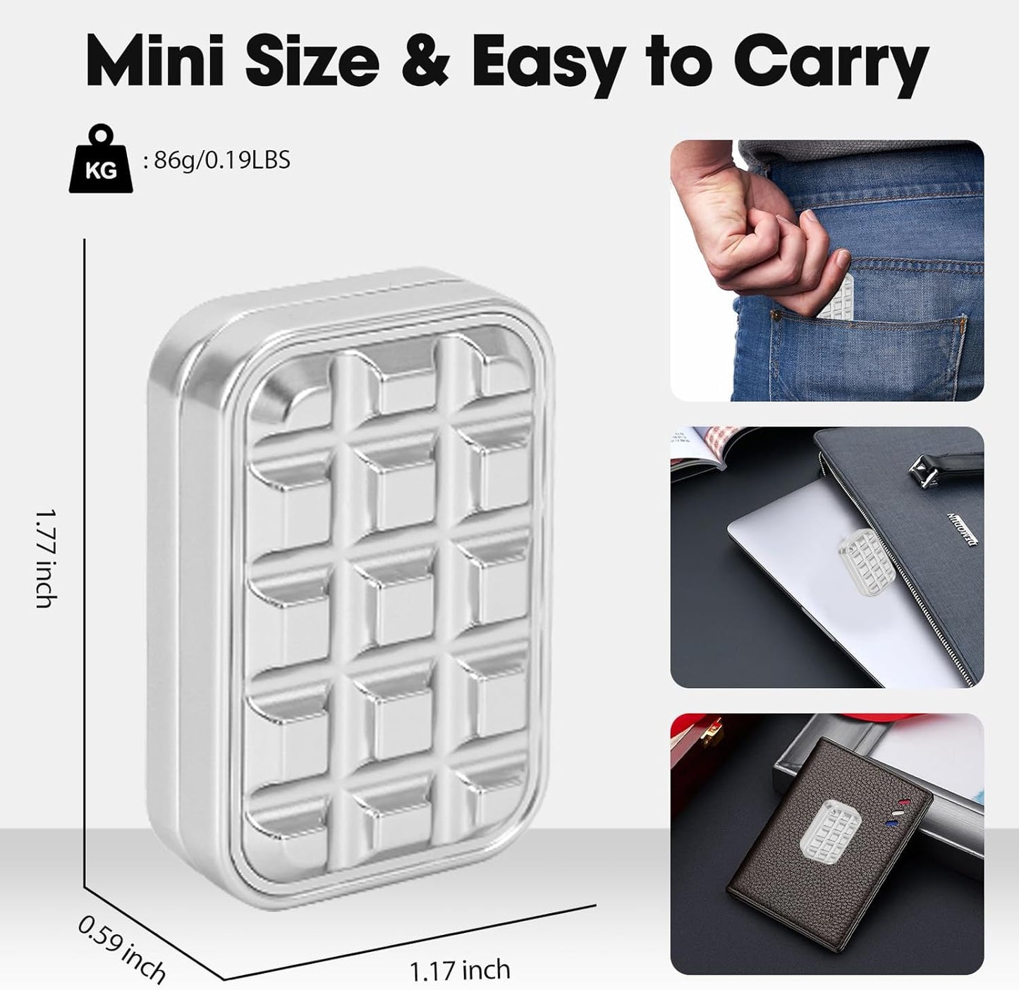 Fidget Slider for Adults - Brick Slider Metal Fidget Toys, Anxiety/ADHD/Annoy Relieving EDC Metal Fidget, Stress Reducing Toy - Gift for Adults & Teen (Silver)