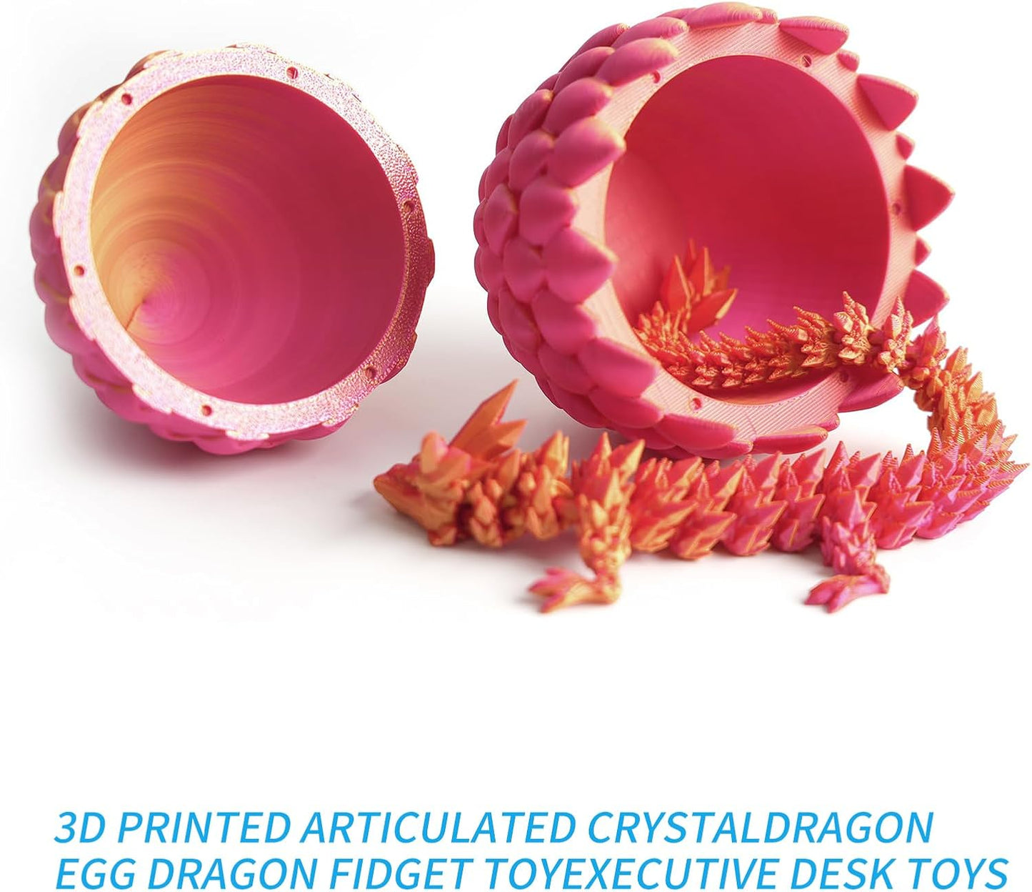 Easter Dragon Eggs 3D Printed Dragon Egg with Dragon Inside Articulated Crystal Dragon Fidget Toy Mystery Easter Suprise Home Office Decor Executive Desk Toys