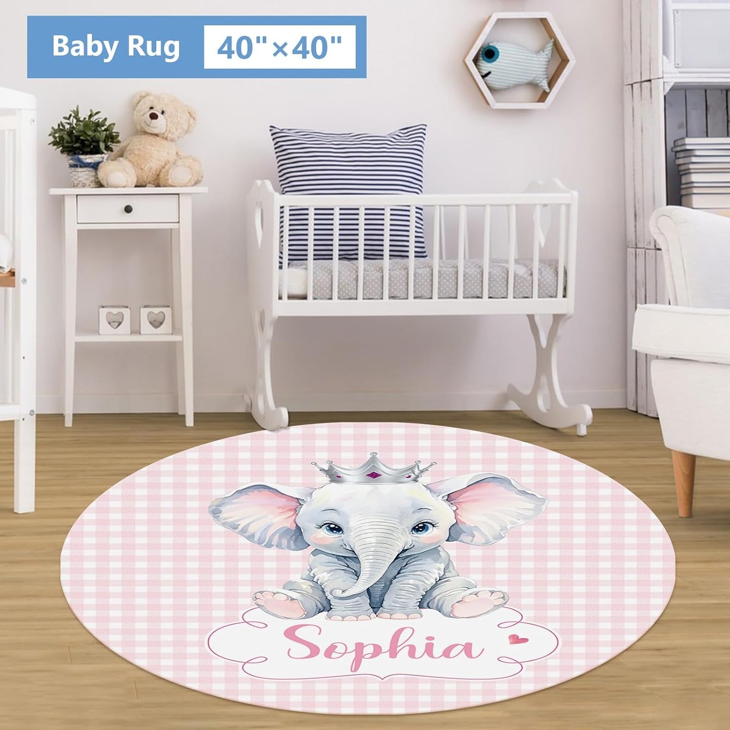 Personalized Baby Crib Set, 5 Pcs Custom with Name, Soft Elephant Crib Bedding, Double Layer Toddler Infant Bedding, New Parents Gifts