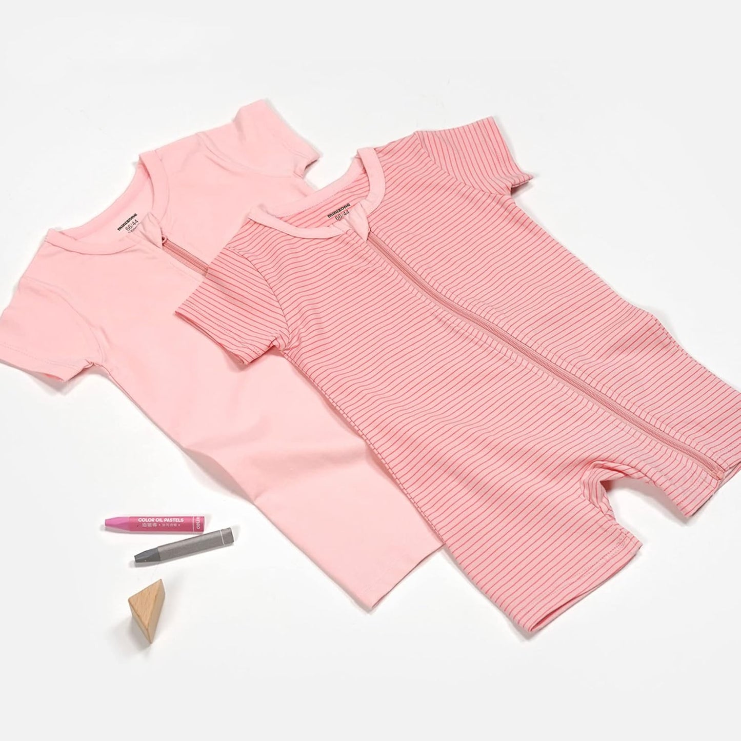 Teach Leanbh Baby Boys or Girls 2 Pack Pajamas Cotton Short Sleeve Zipper Romper Jumpsuits Sleep and Play 3-24 Months …