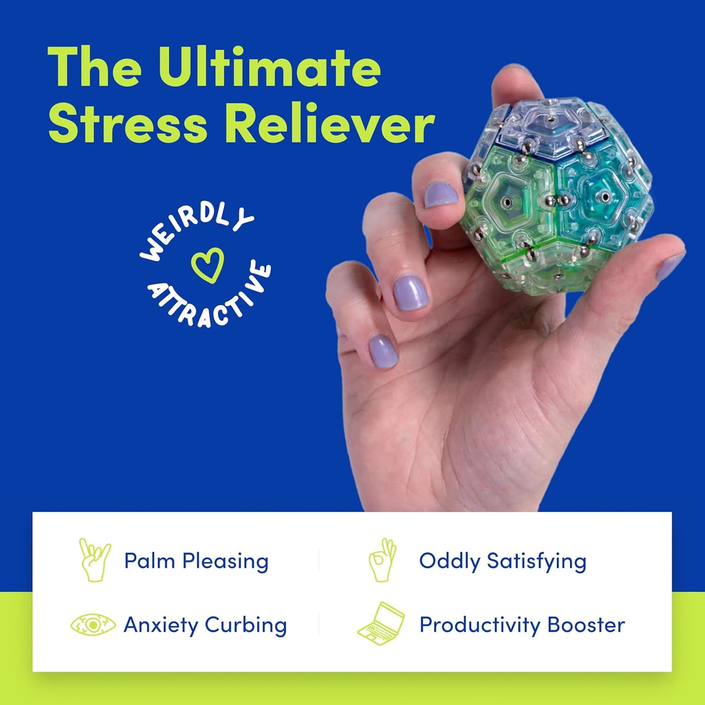 Speks Geode Sphere Magnetic Fidget Toy for Adults | Quiet Adult Sensory Toy for Stress Relief & Anxiety, Office Desk Toy & Top Gadget Gift Idea | Cool, 12-Piece Set