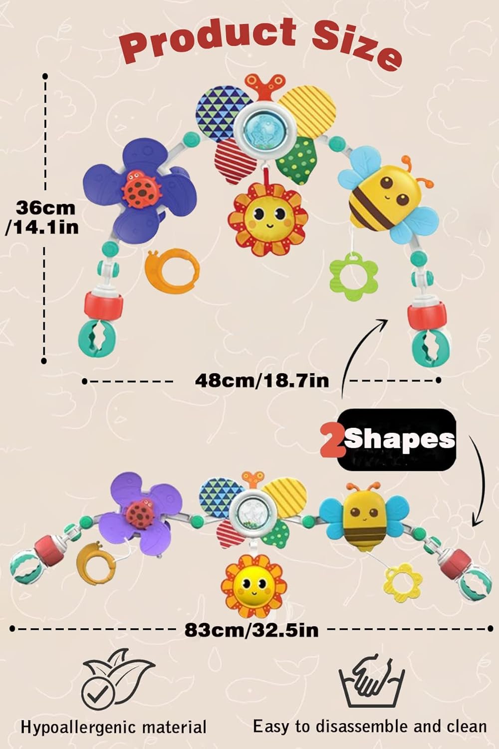 Pau1Hami1ton Baby Stroller Arch Toys, Car Seat Toys,Bouncer Toy Bar/Mobile for Bassinet,Adjustable Baby Hanging Toys Fit for Crib Bed,Stroller,Car Seat Gifts.S-19(Butterfly)