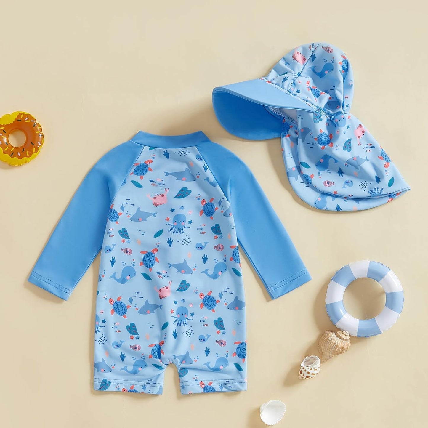 Hnyenmcko Baby/Toddler Boy Rash Guard Swimsuit Long Sleeve One Piece Zipper Swimwear Sunsuit Infant Bathing Suit Beachwear