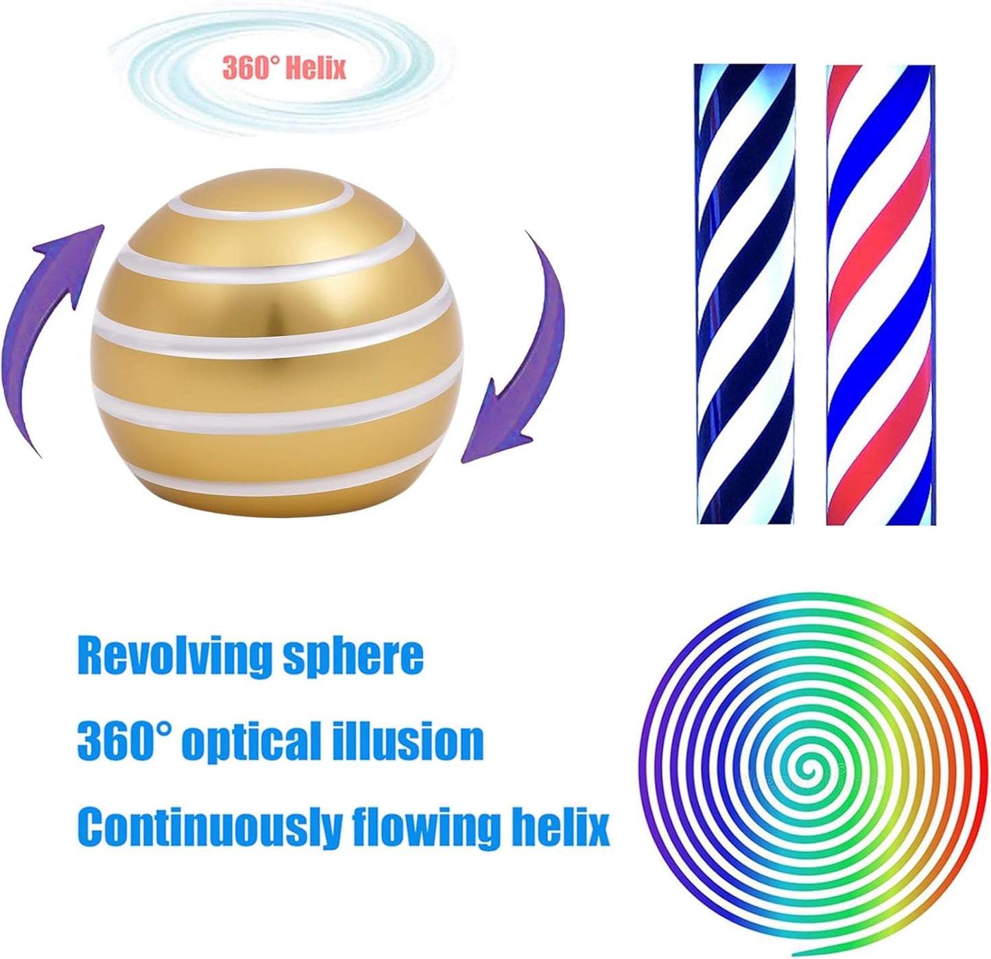 Desk-Toys for Fidget Kinetic-Cool-Gadgets: Cool-Stuff for Kid Children Teen Adult, Optical-Illusion Toy for Office School Home Women Men Christmas Stress-Relief-Gifts 180 Seconds Spinning